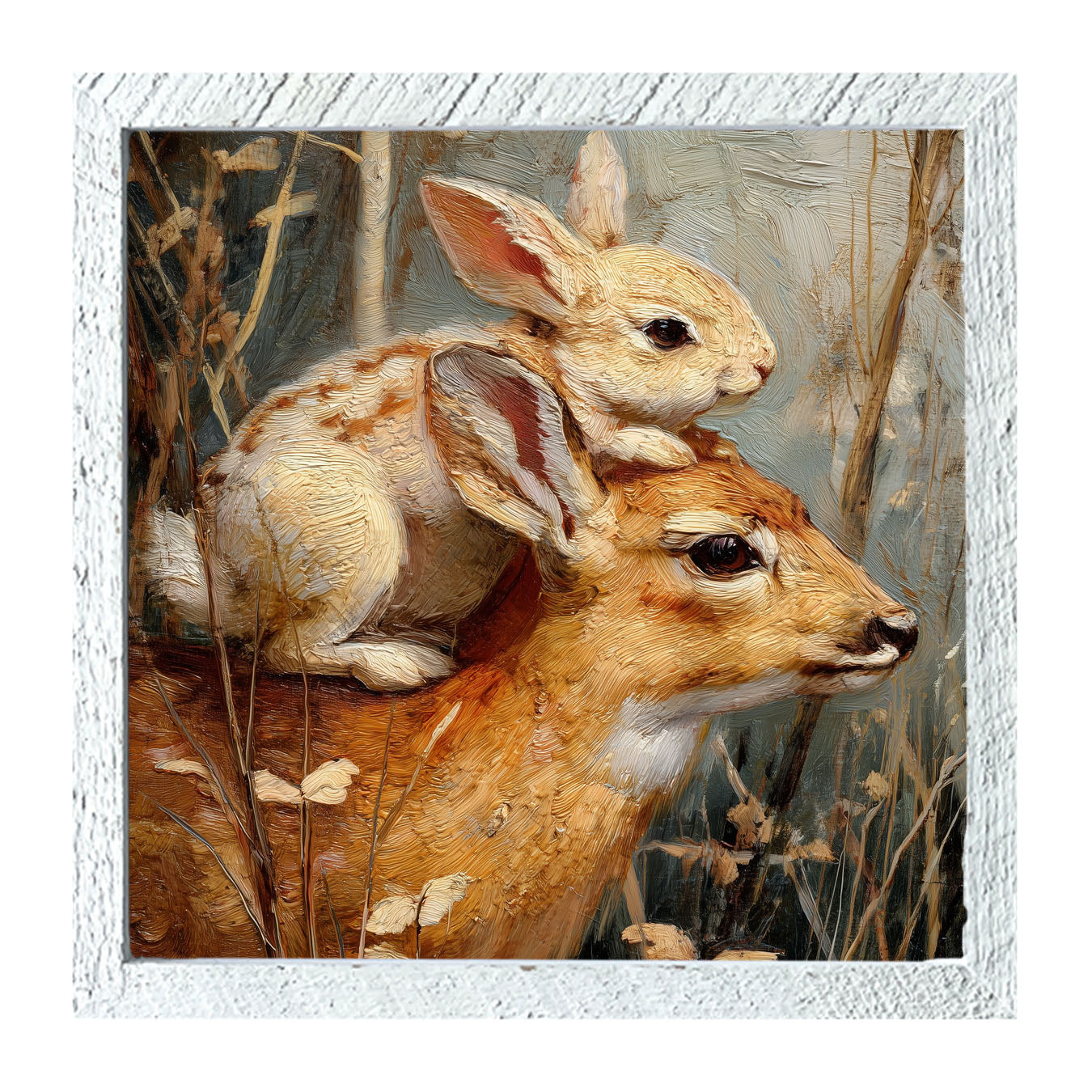 Bunny with a Deer - Framed Art