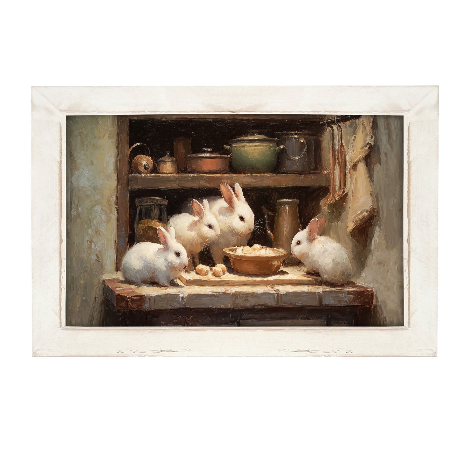 Bunnies Preparing a Meal - Framed Art