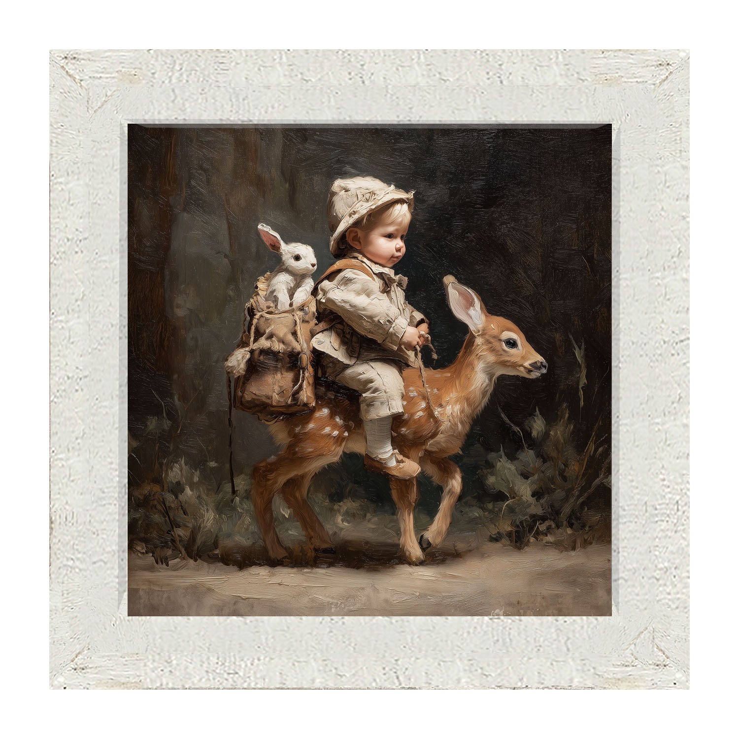 A Boy with his Forest Friends - Framed Art