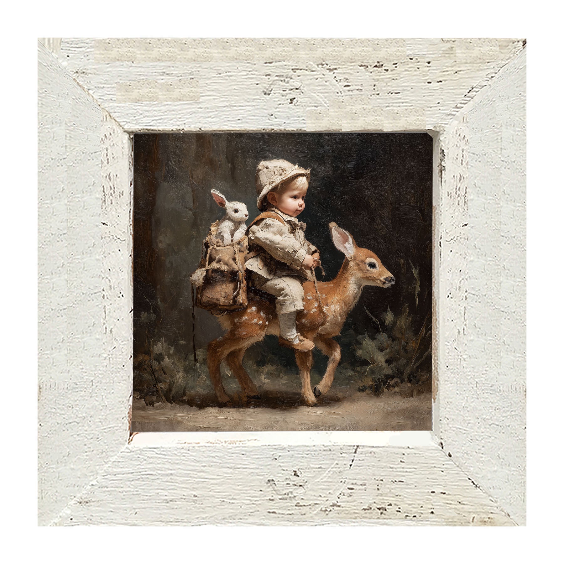 A Boy with his Forest Friends - Framed Art