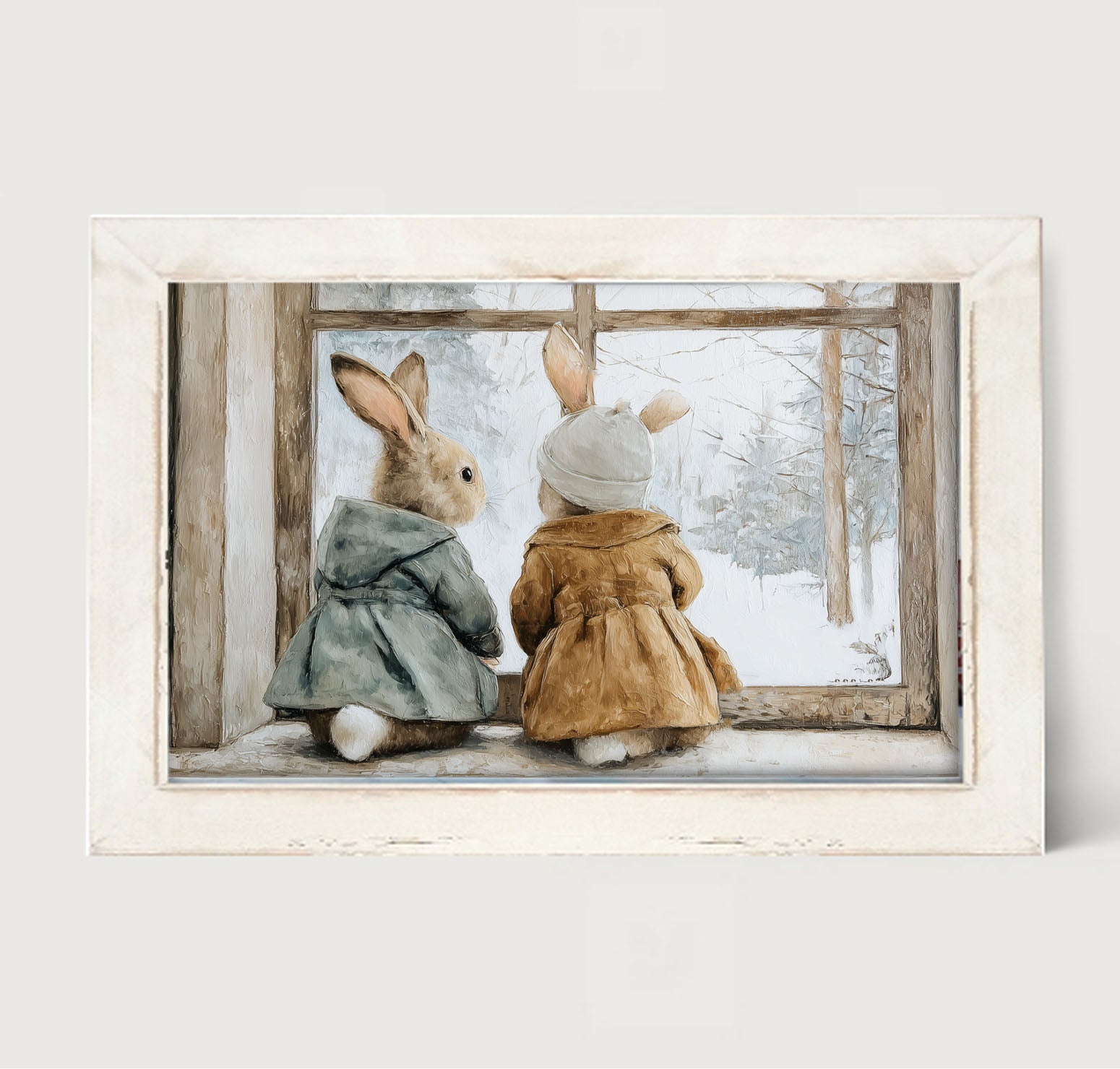 Bunnies Watching a Snowfall