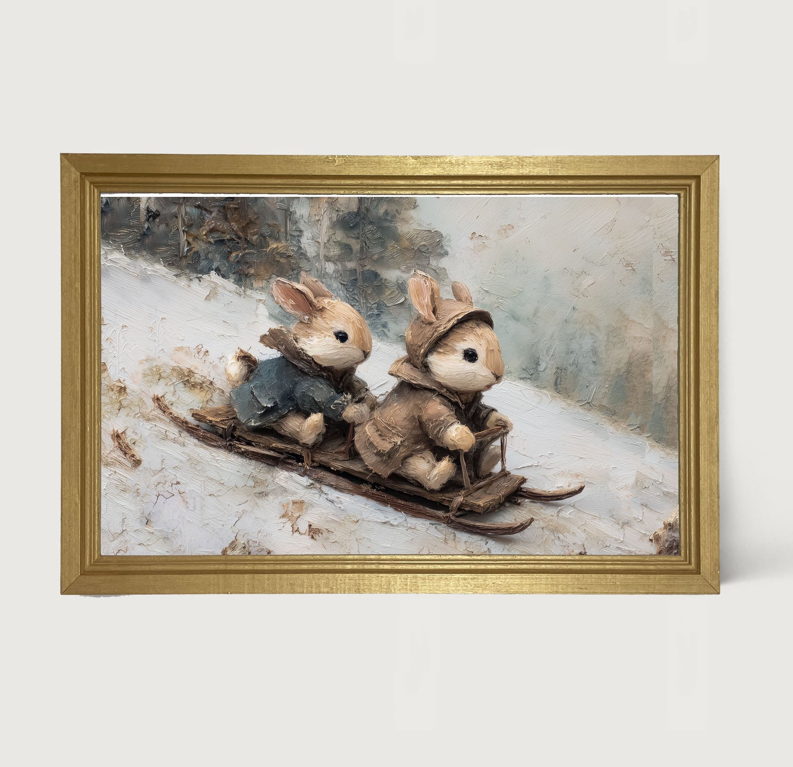Bunnies Sledding
