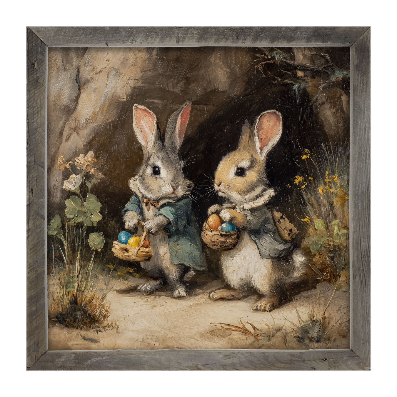Easter Bunnies in the Country - Framed Art