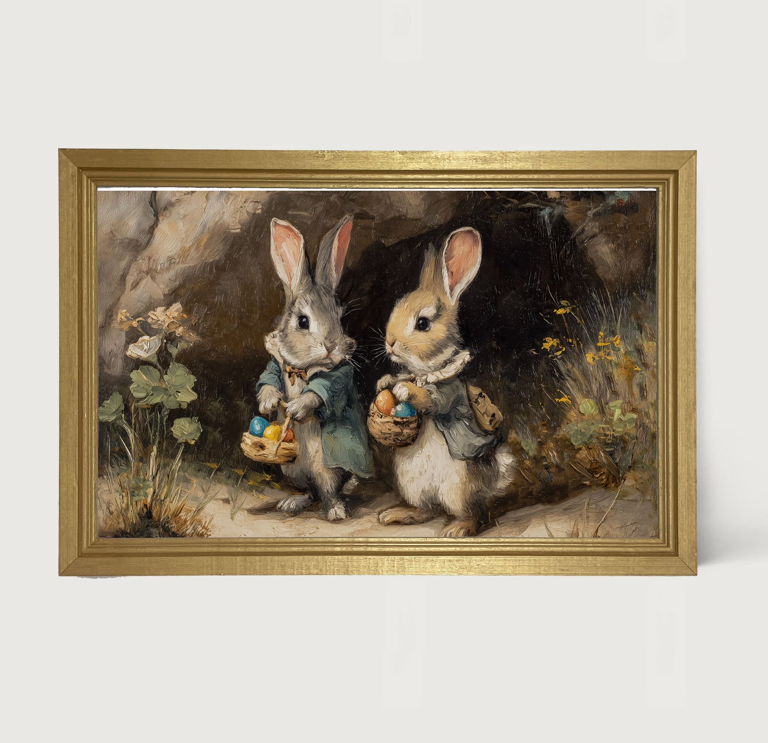 Easter Bunnies in the Country - Framed Art