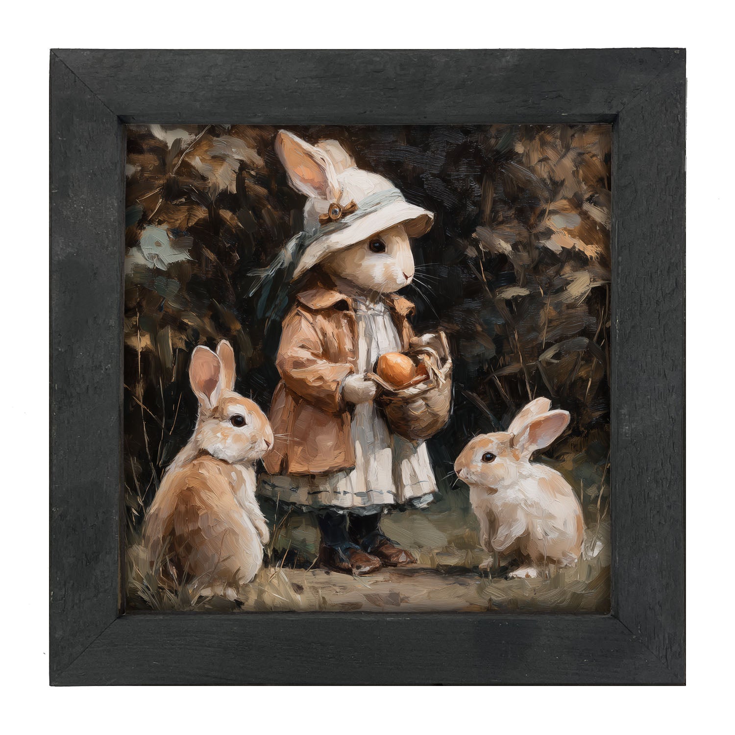 Country Friends - Edith and Some Bunnies - Framed Art