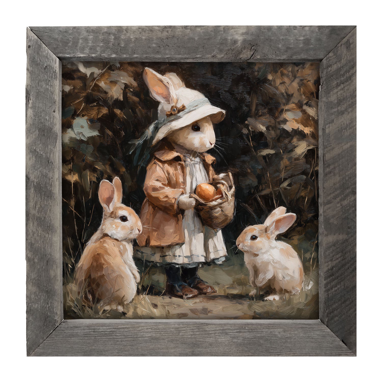 Country Friends - Edith and Some Bunnies - Framed Art