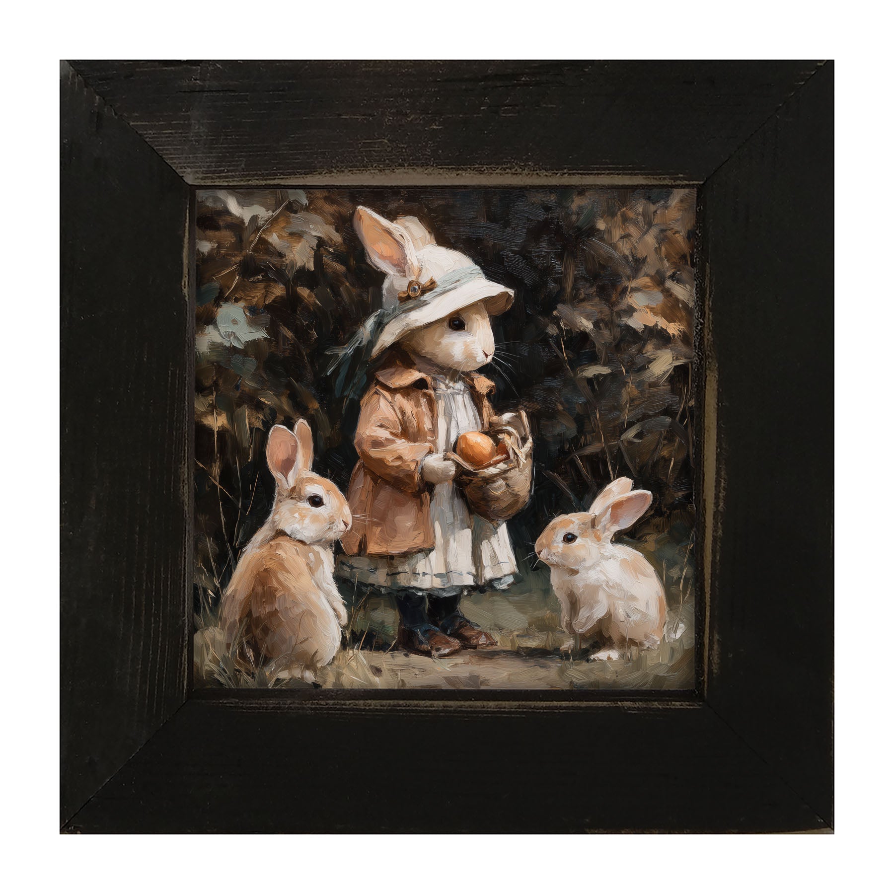 Country Friends - Edith and Some Bunnies - Framed Art
