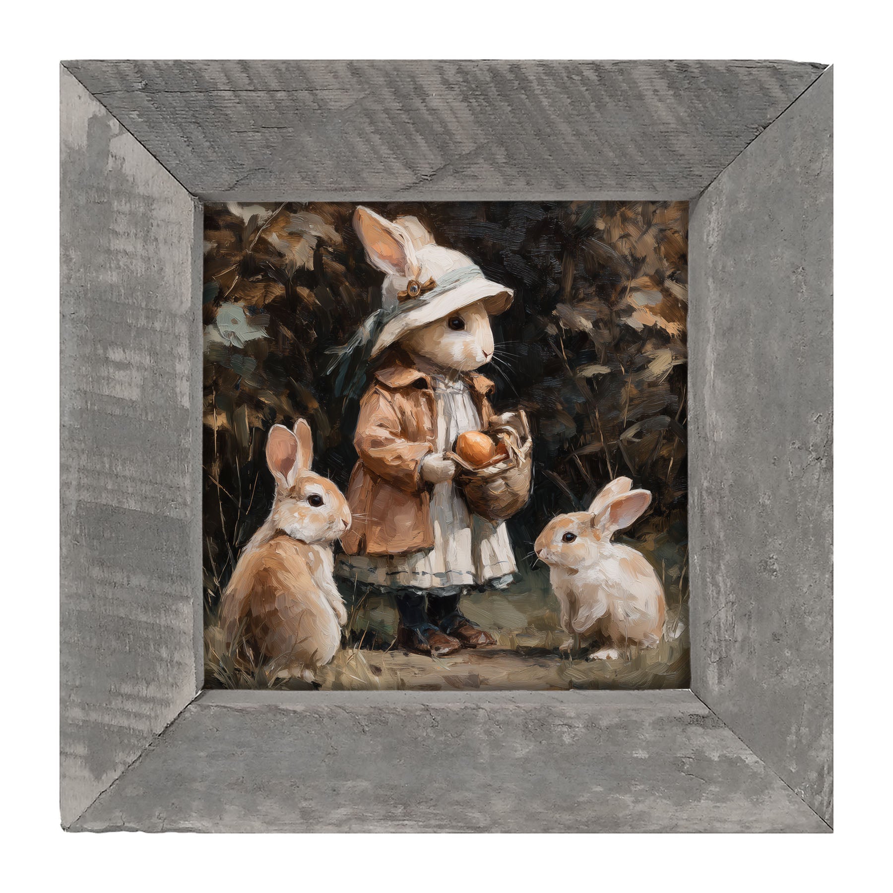 Country Friends - Edith and Some Bunnies - Framed Art