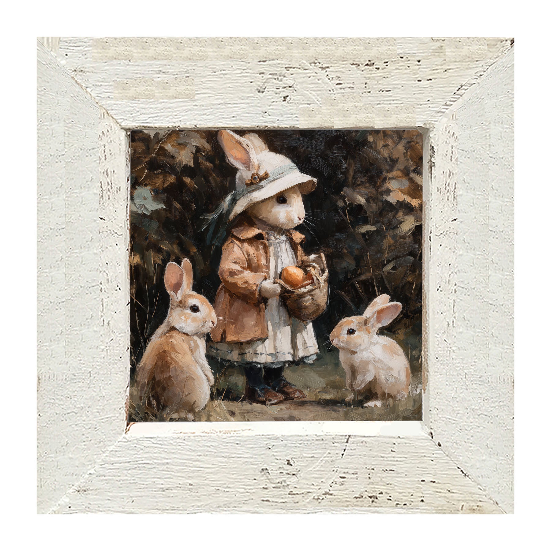 Country Friends - Edith and Some Bunnies - Framed Art