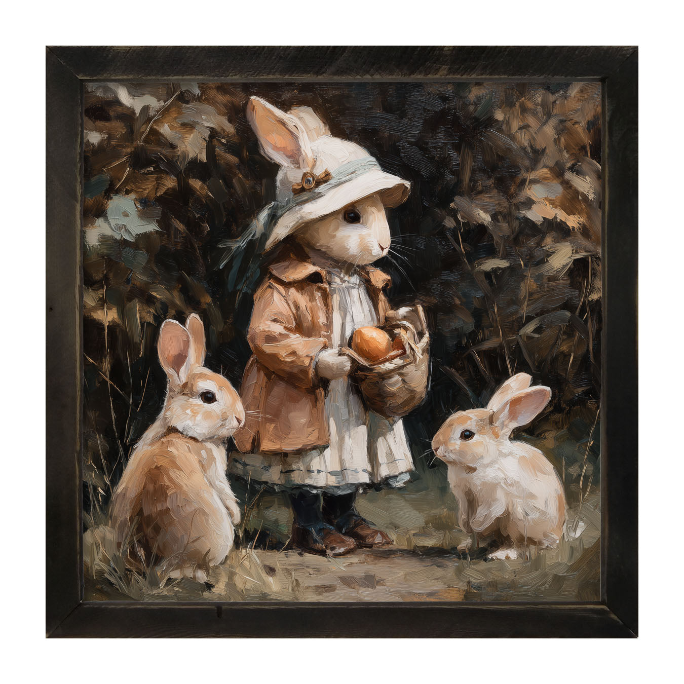 Country Friends - Edith and Some Bunnies - Framed Art