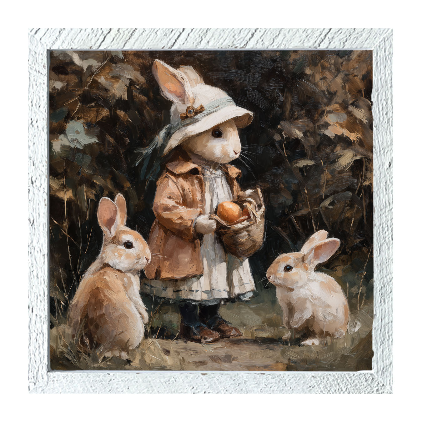 Country Friends - Edith and Some Bunnies - Framed Art
