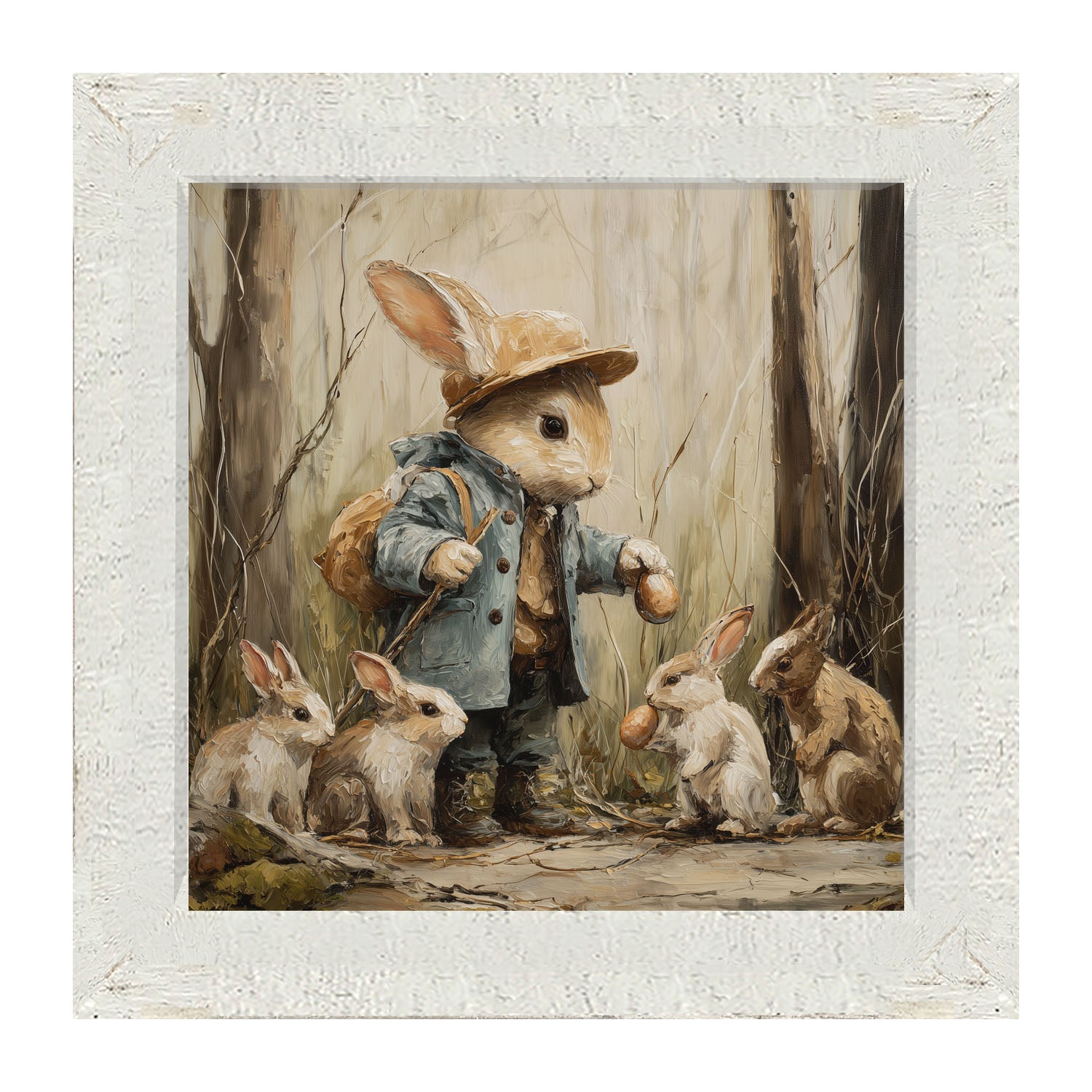 Country Friends - Ethan and Some Bunnies - Framed Art