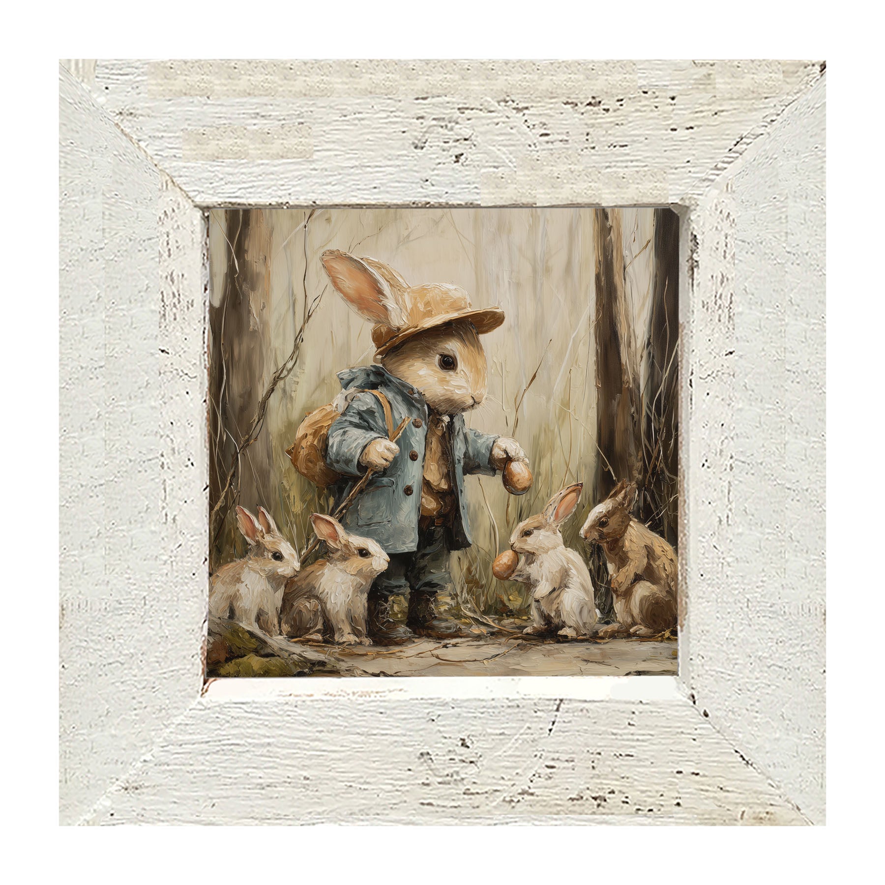 Country Friends - Ethan and Some Bunnies - Framed Art