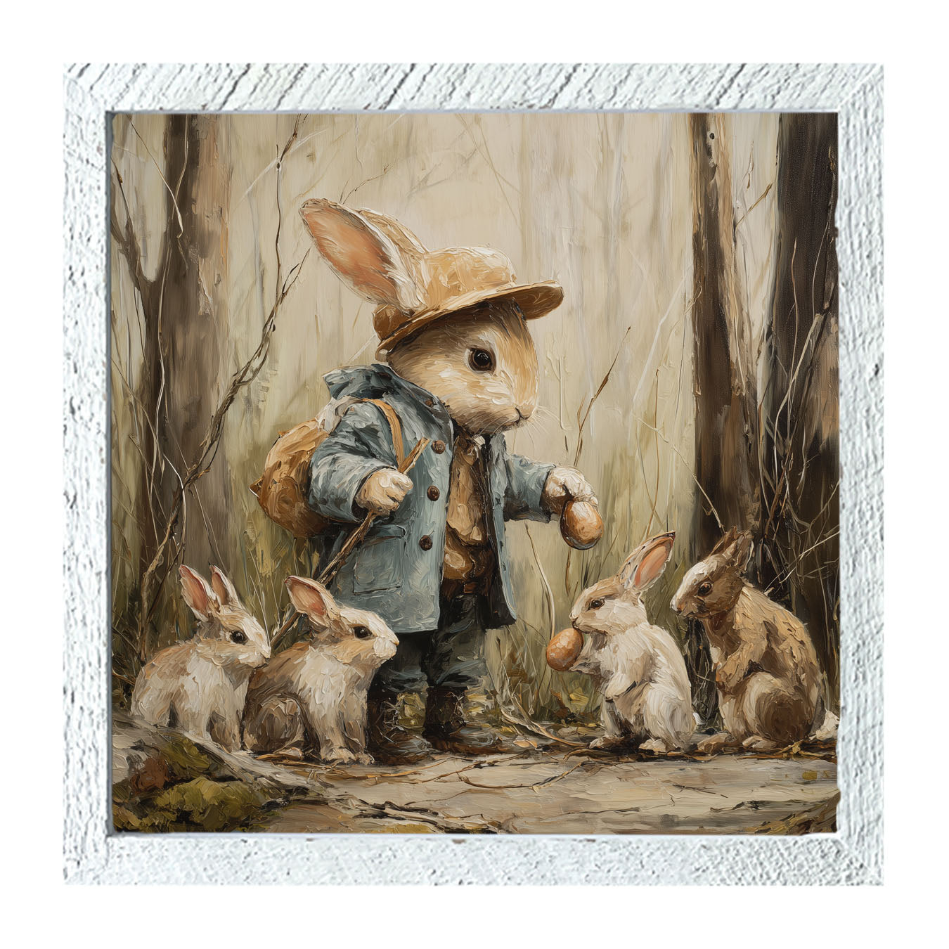 Country Friends - Ethan and Some Bunnies - Framed Art
