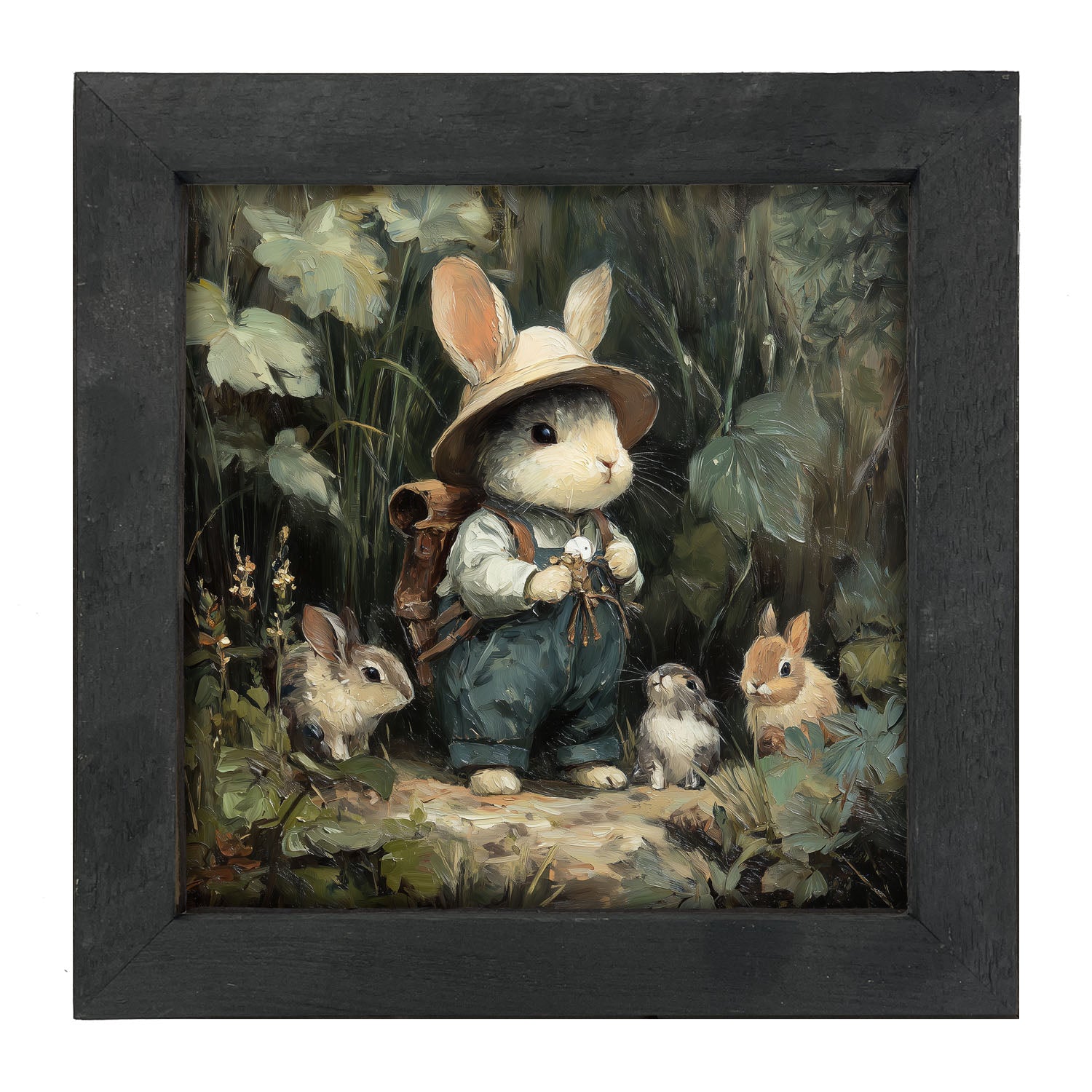 Country Friends - Quinn and Some Bunnies - Framed Art