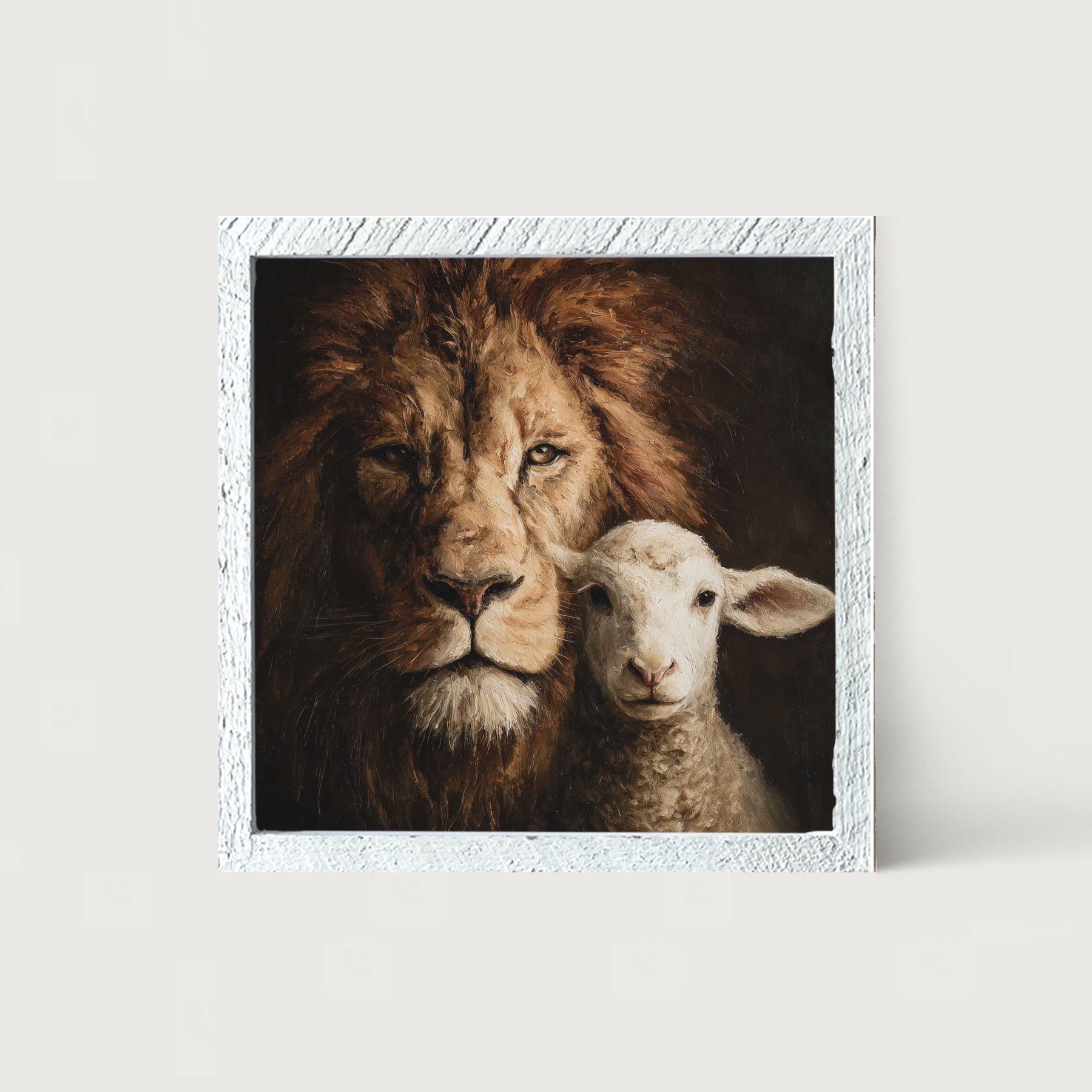The Lion and The Lamb - A Portrait - Framed Art