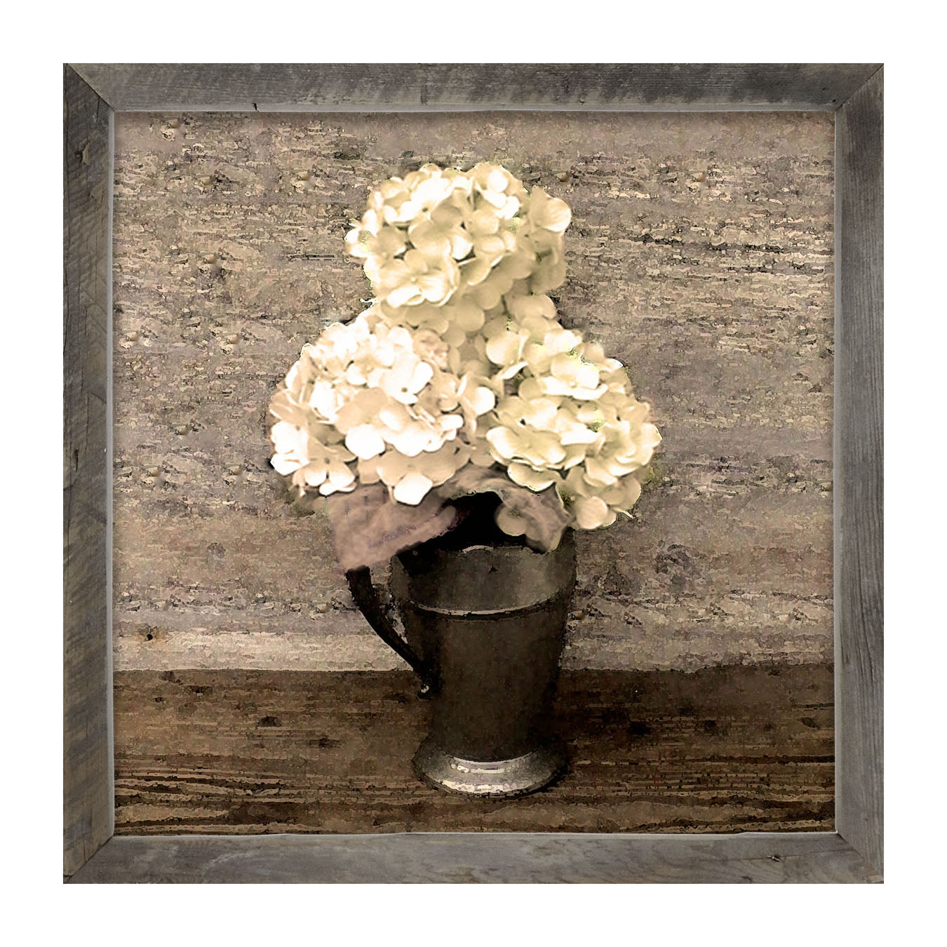White Hydrangeas - Framed art