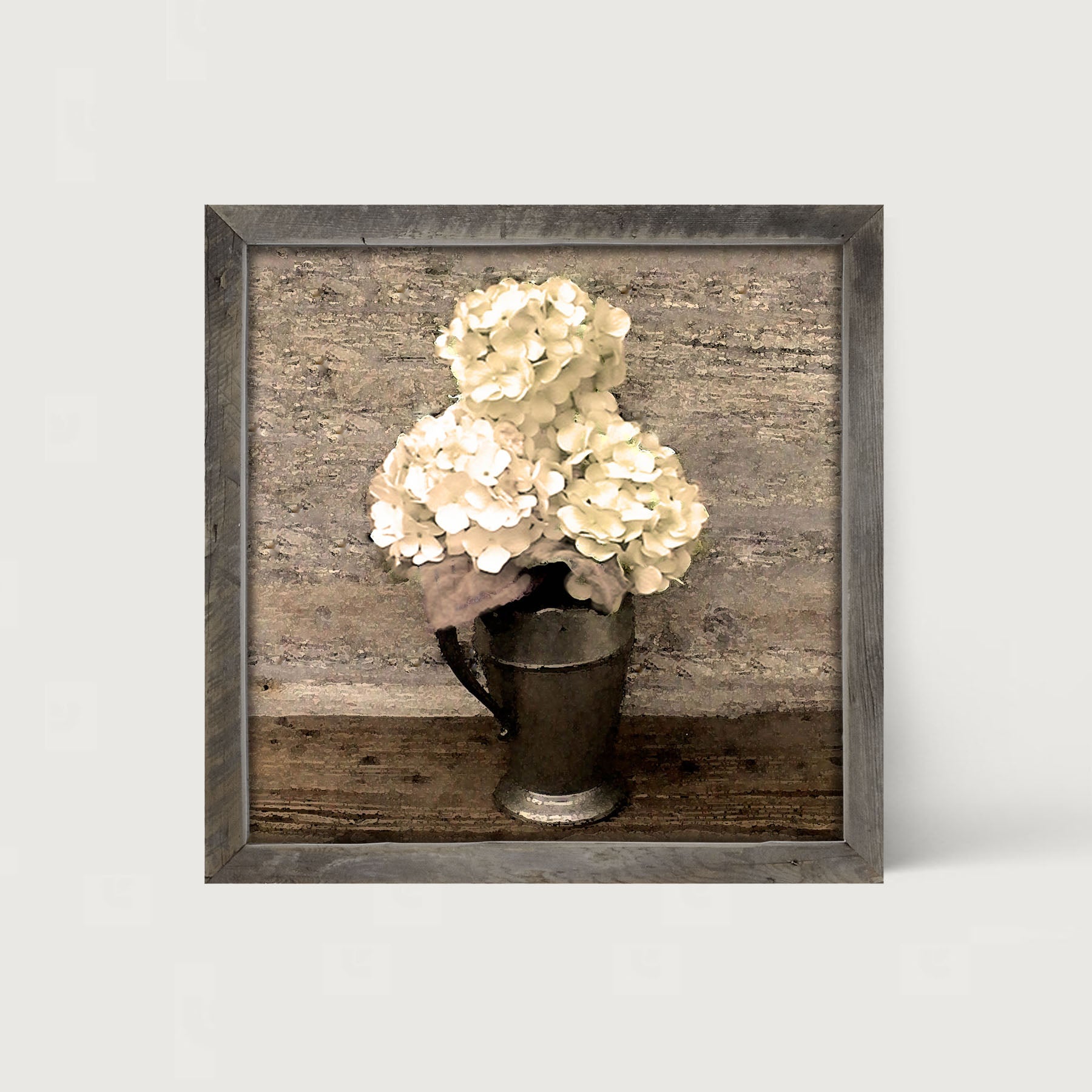 White Hydrangeas - Framed art