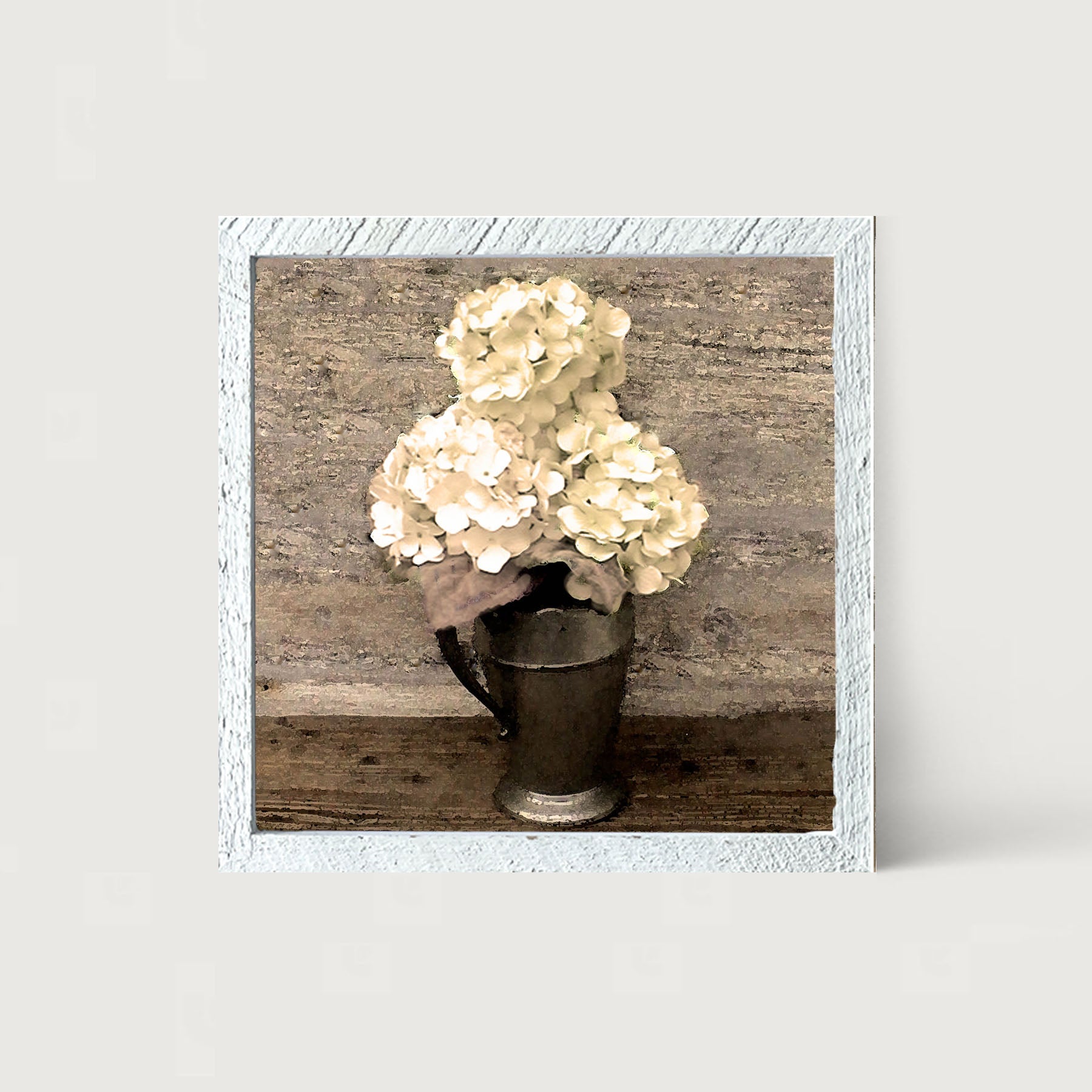 White Hydrangeas - Framed art