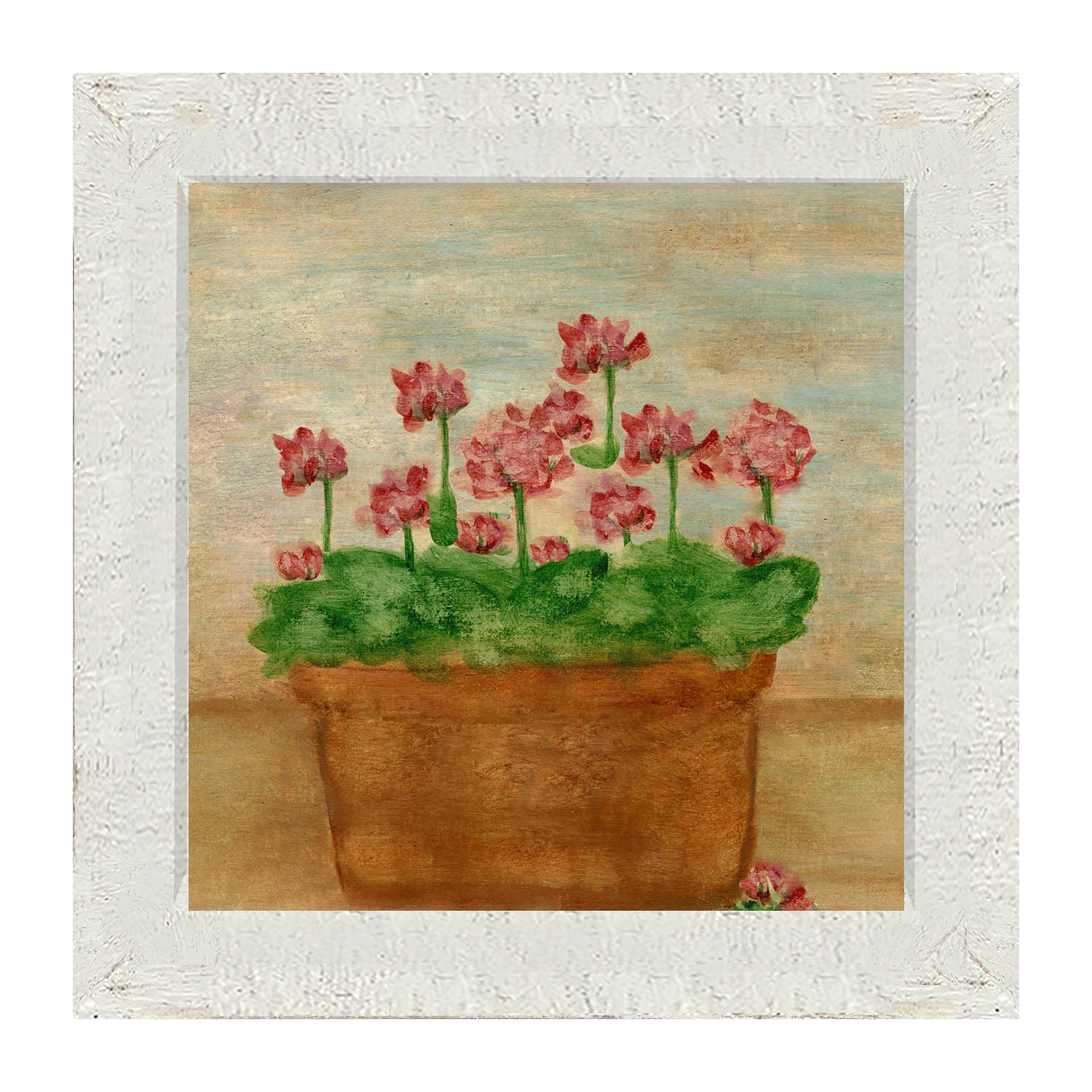 Red Geraniums - Framed art