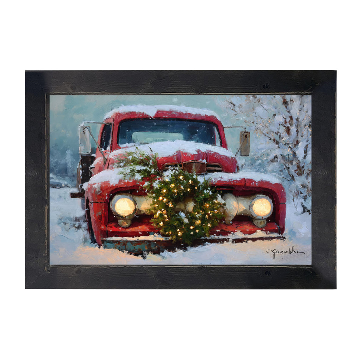 Christmas Truck in Snow - Framed Art