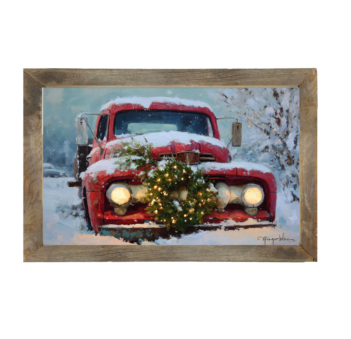 Christmas Truck in Snow - Framed Art