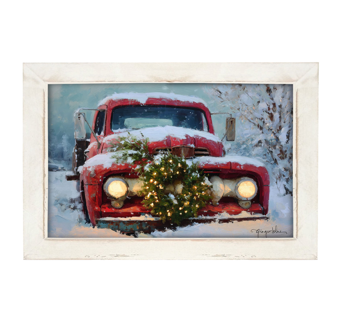 Christmas Truck in Snow - Framed Art