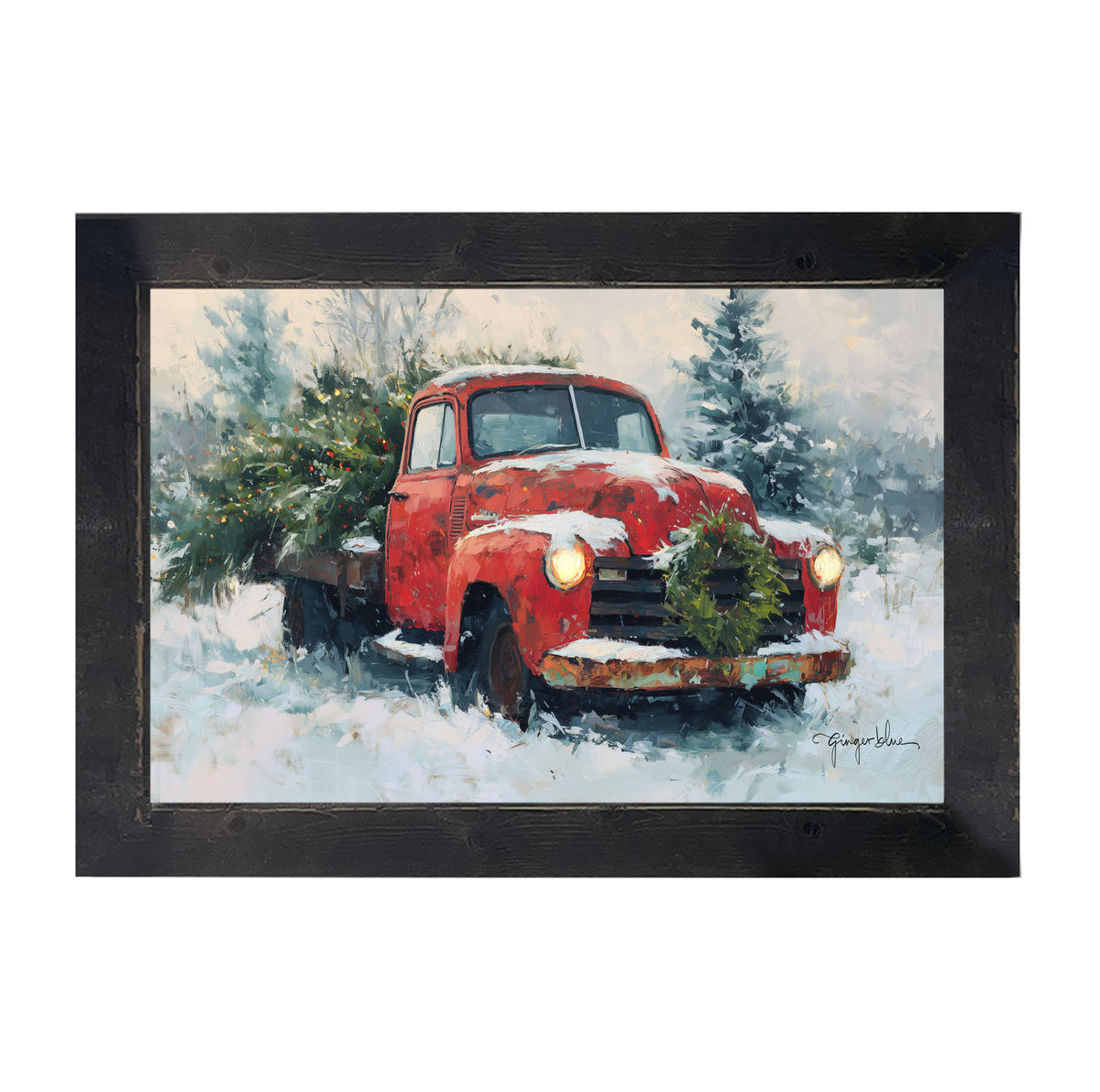 Red Christmas Truck - Framed Art