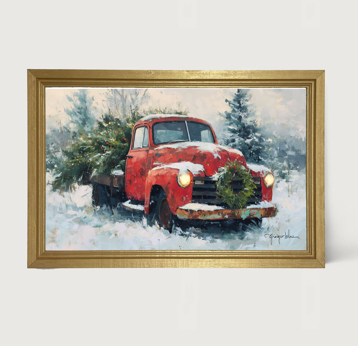 Red Christmas Truck - Framed Art
