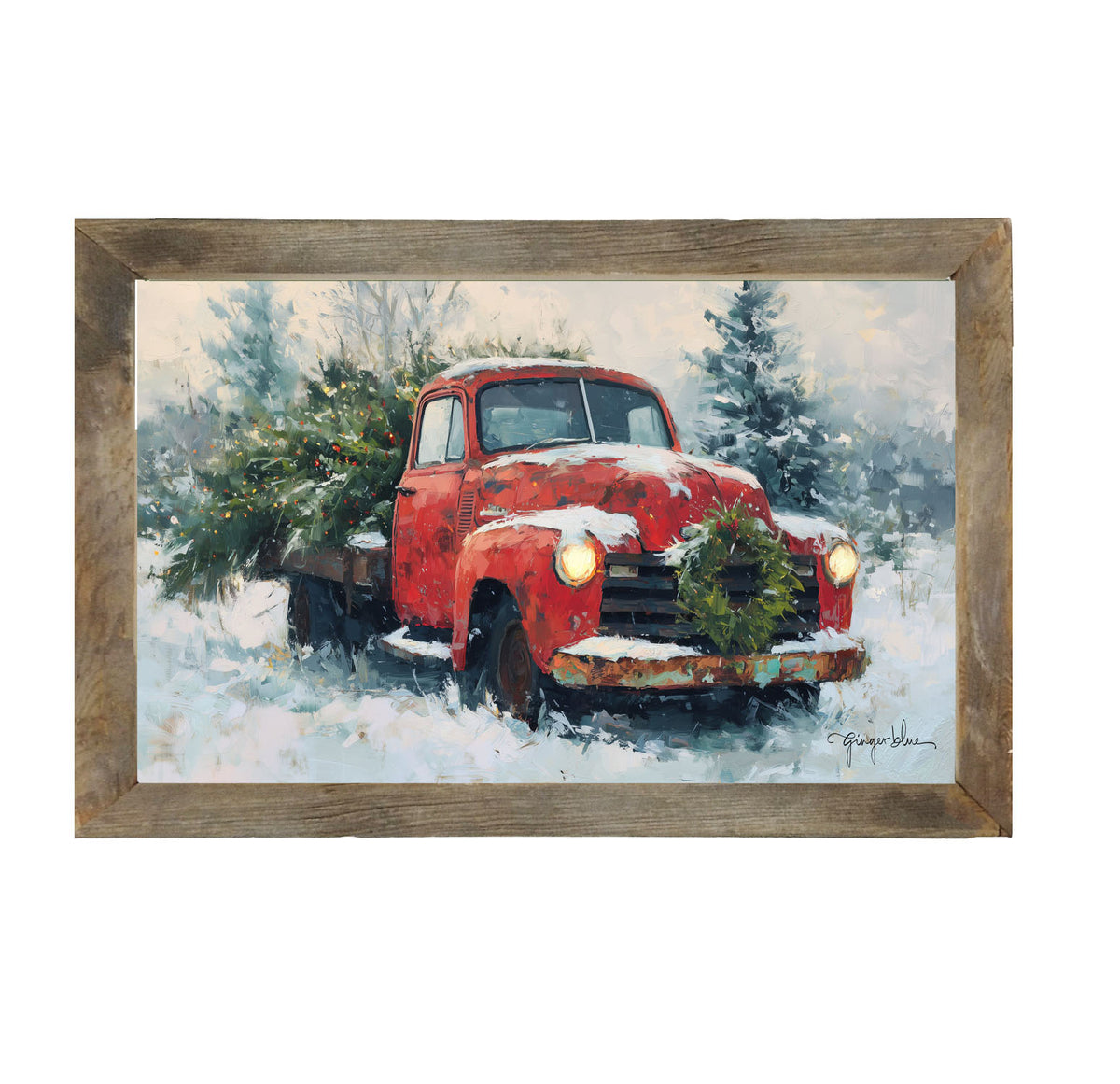 Red Christmas Truck - Framed Art