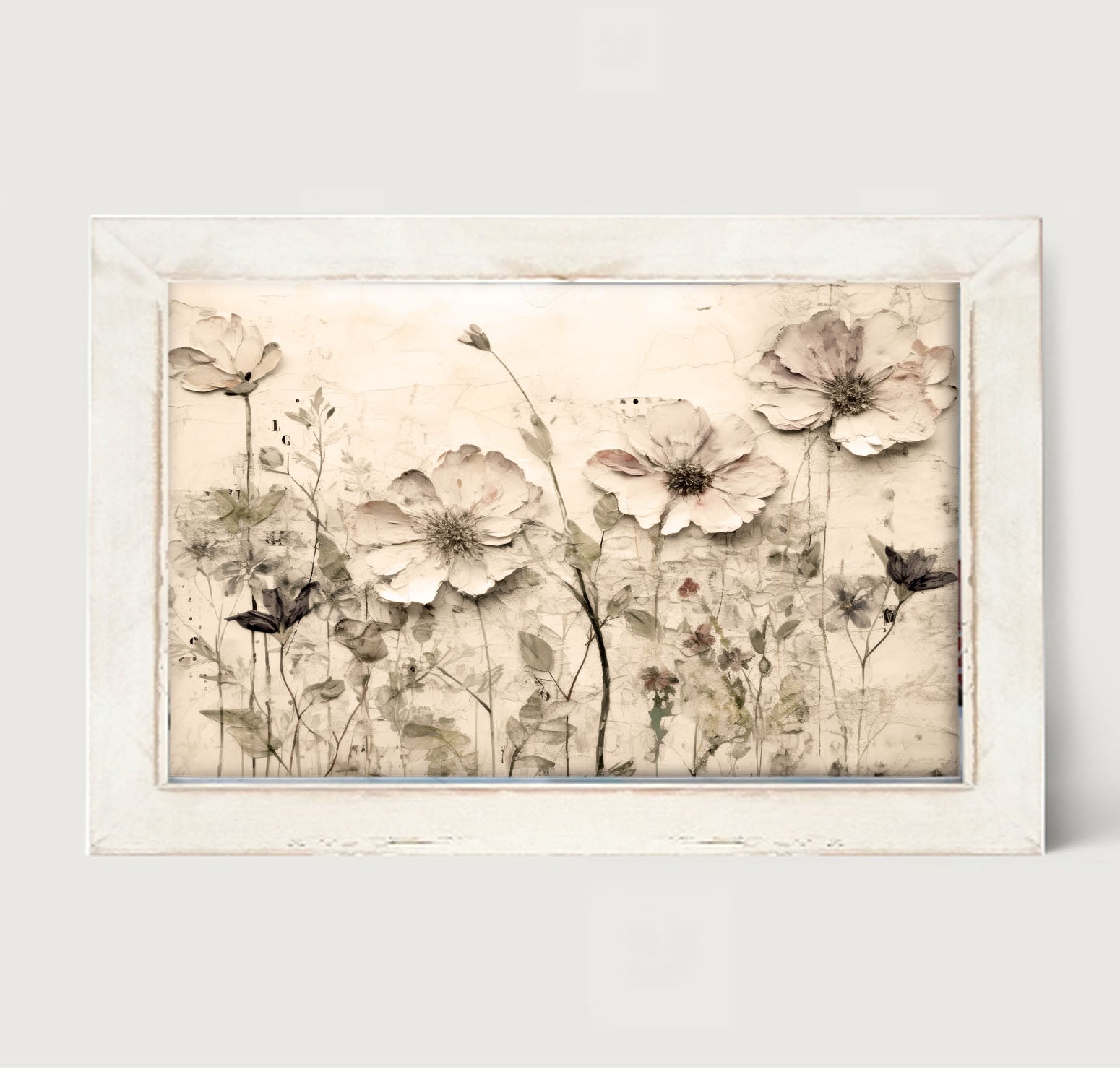 Monochrome flowers 2 - Framed art