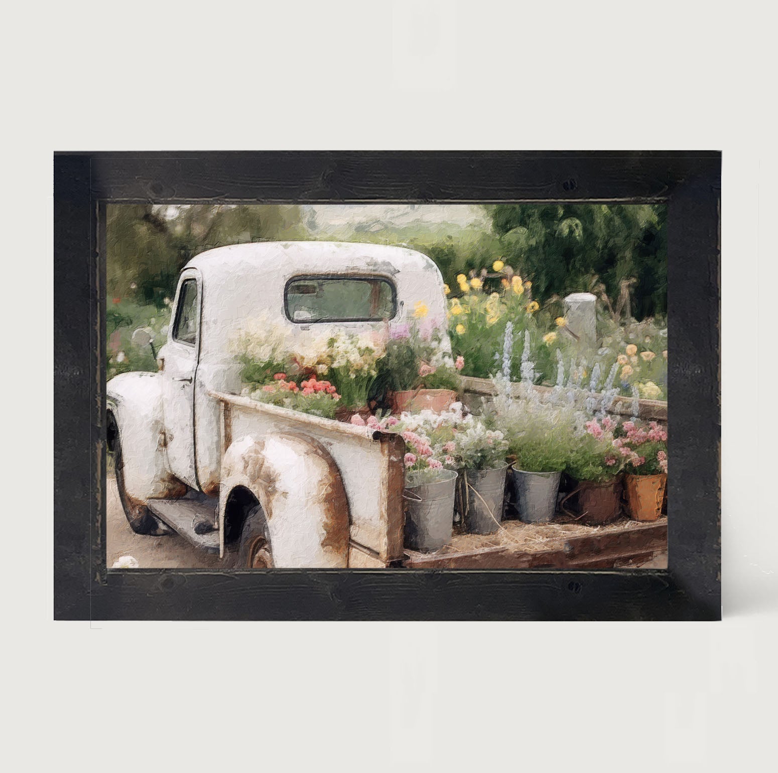 White Flower Truck - Framed art