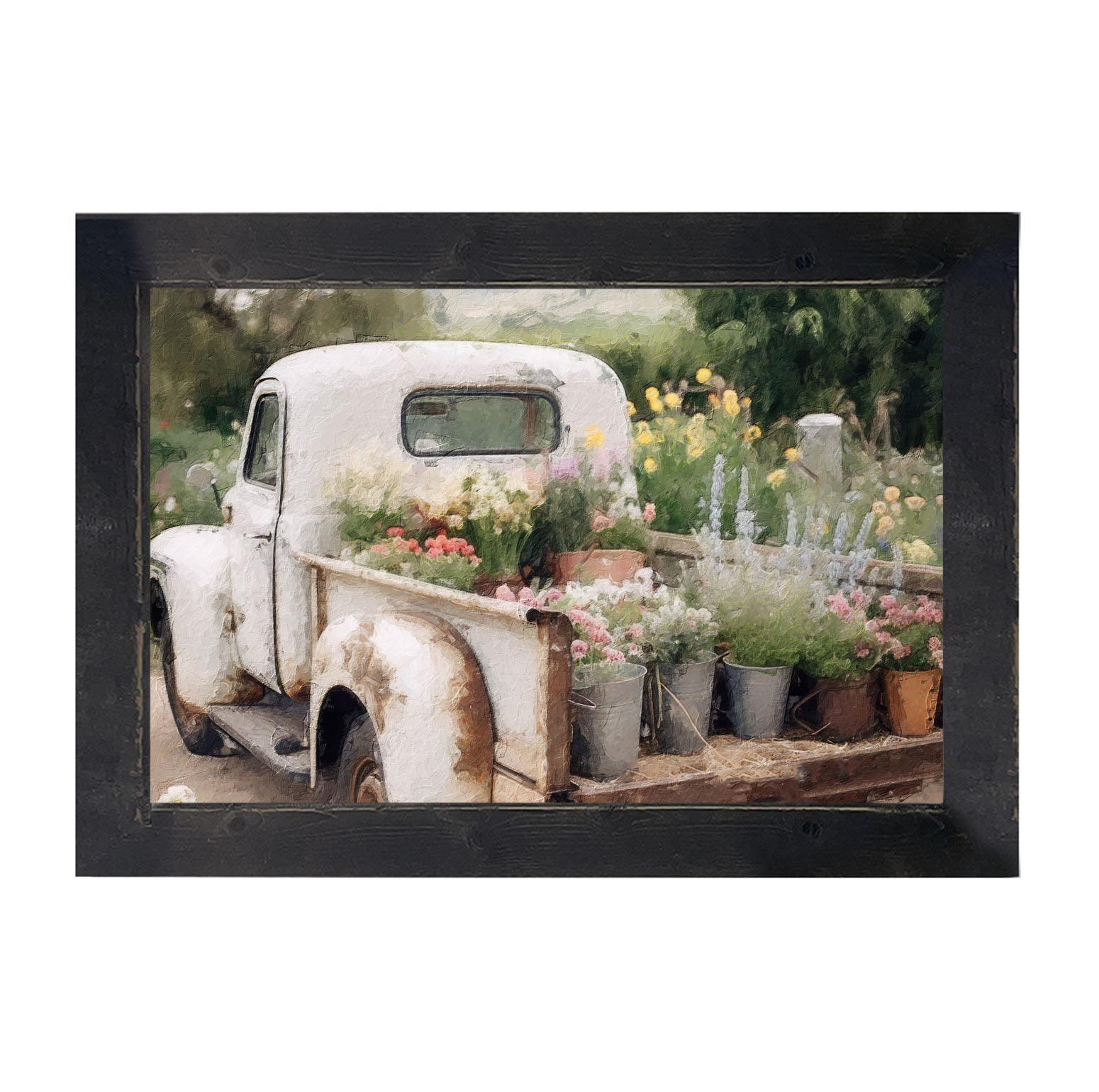 White Flower Truck - Framed art