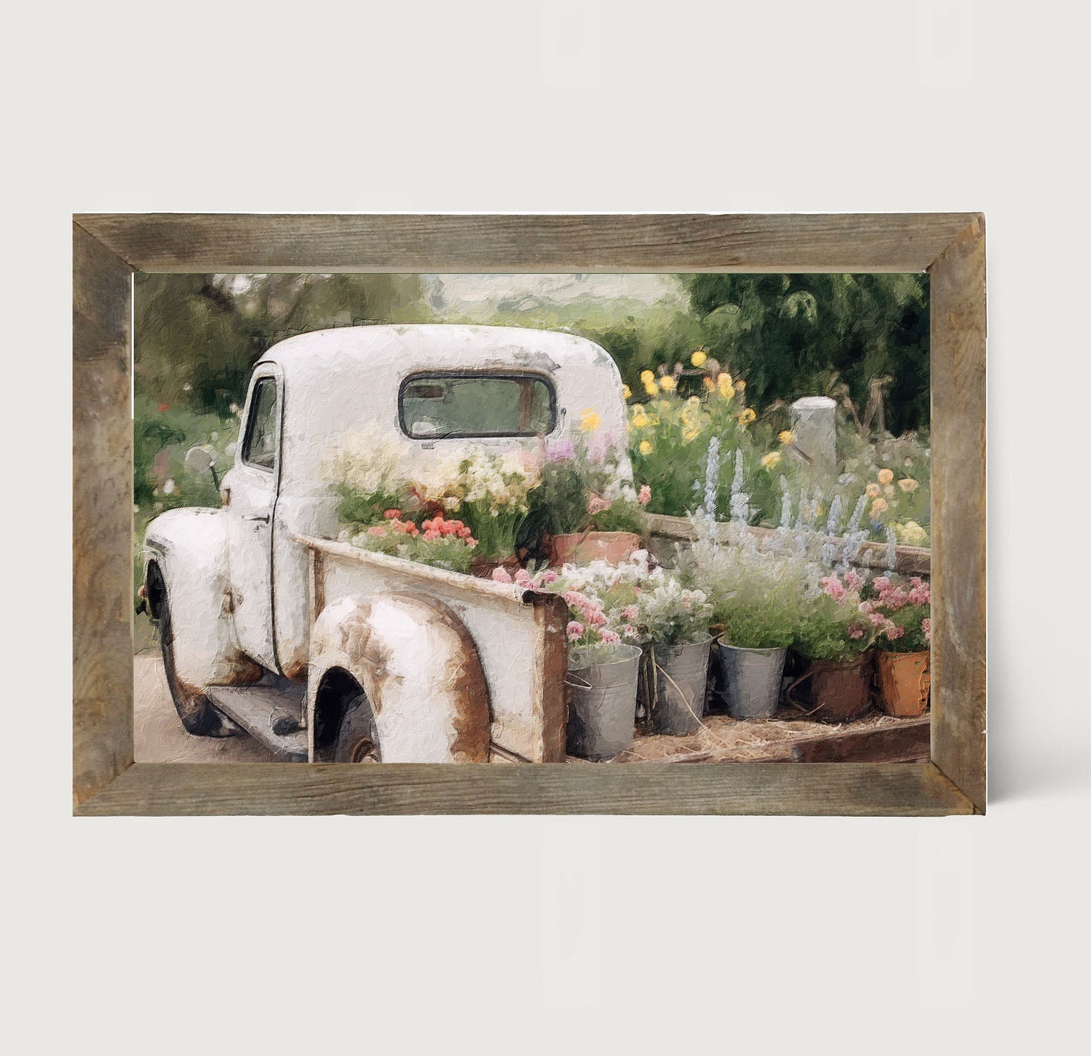 White Flower Truck - Framed art