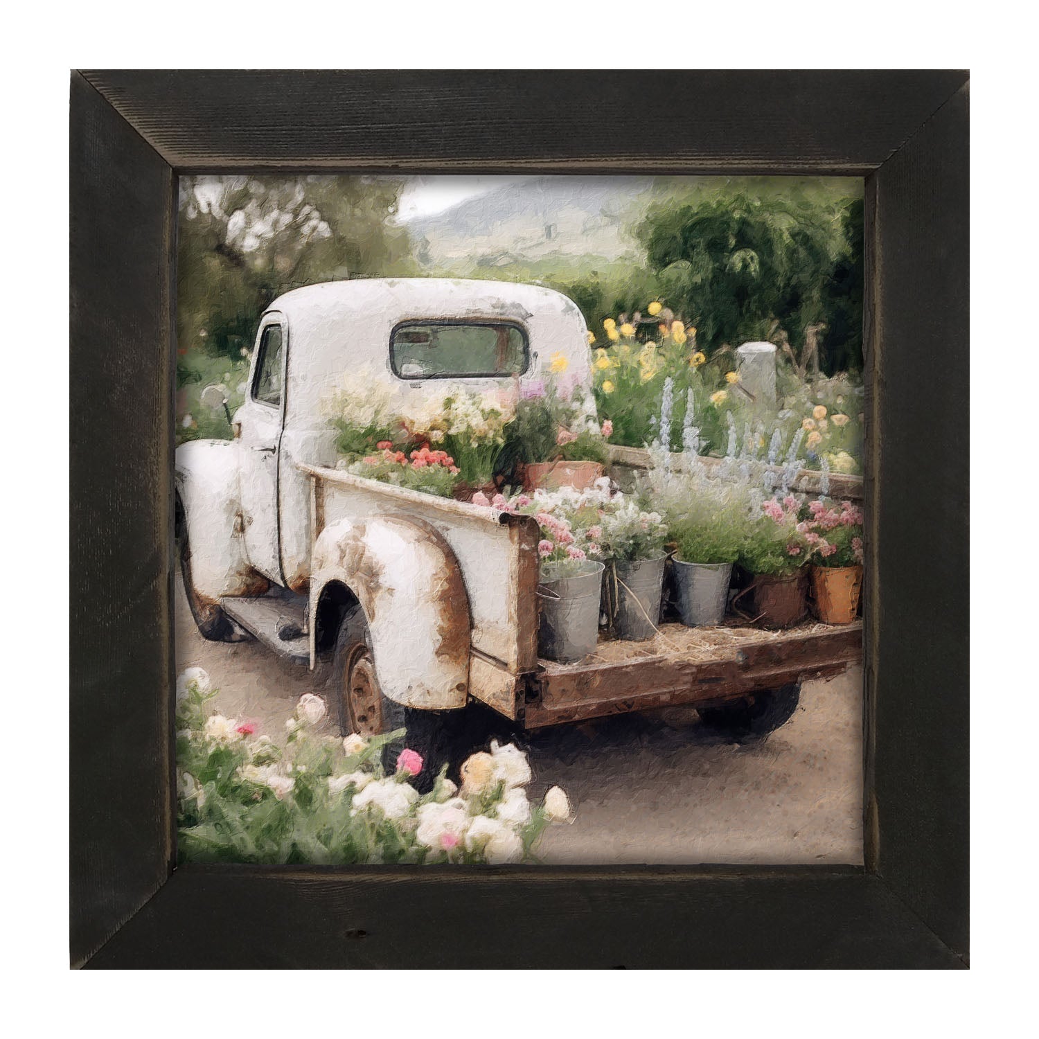 White Flower Truck - Framed art