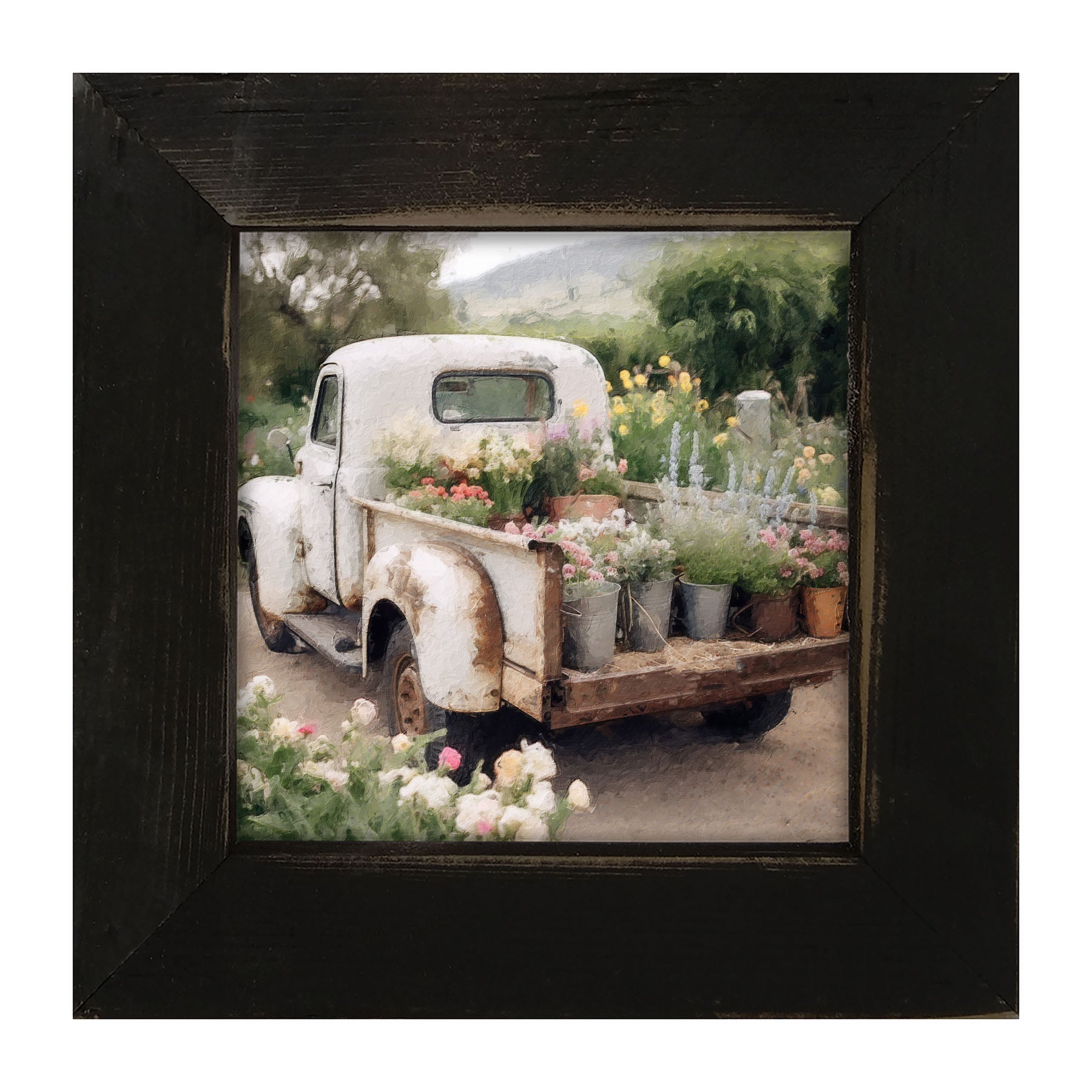 White Flower Truck - Framed art