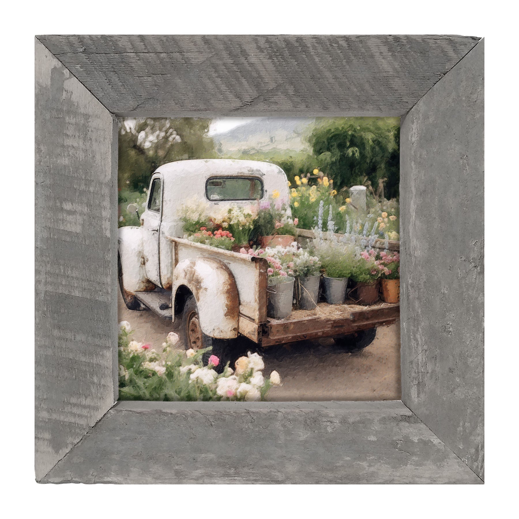 White Flower Truck - Framed art