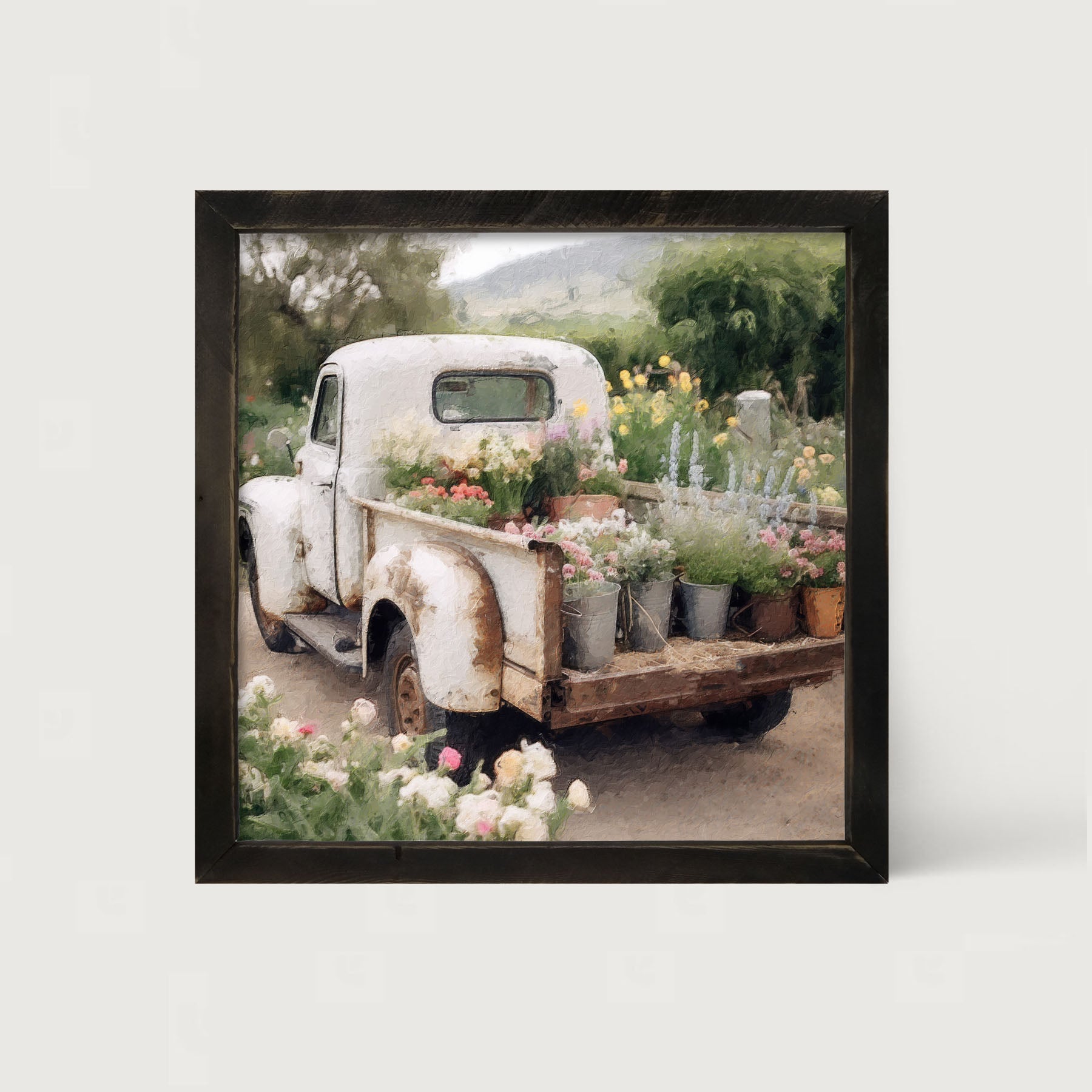 White Flower Truck - Framed art