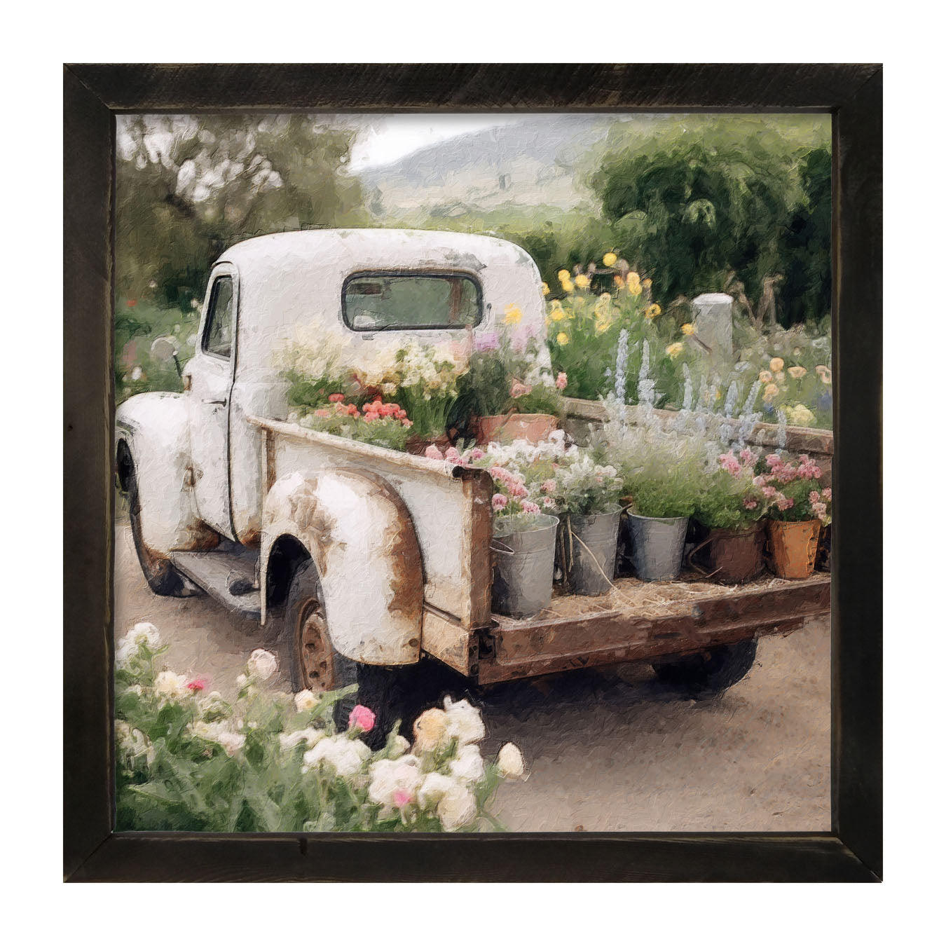 White Flower Truck - Framed art