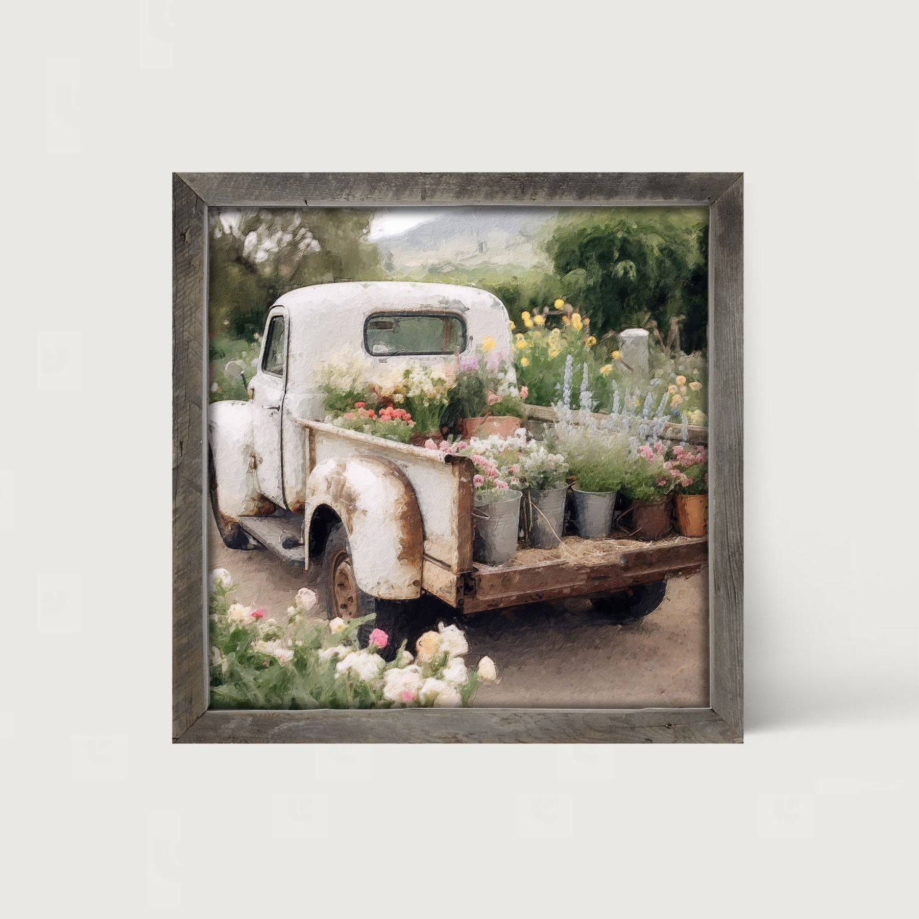 White Flower Truck - Framed art