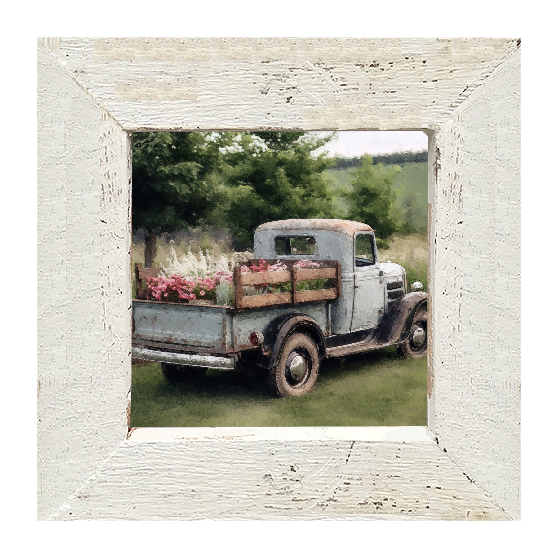 Blue Flower Truck - Framed art