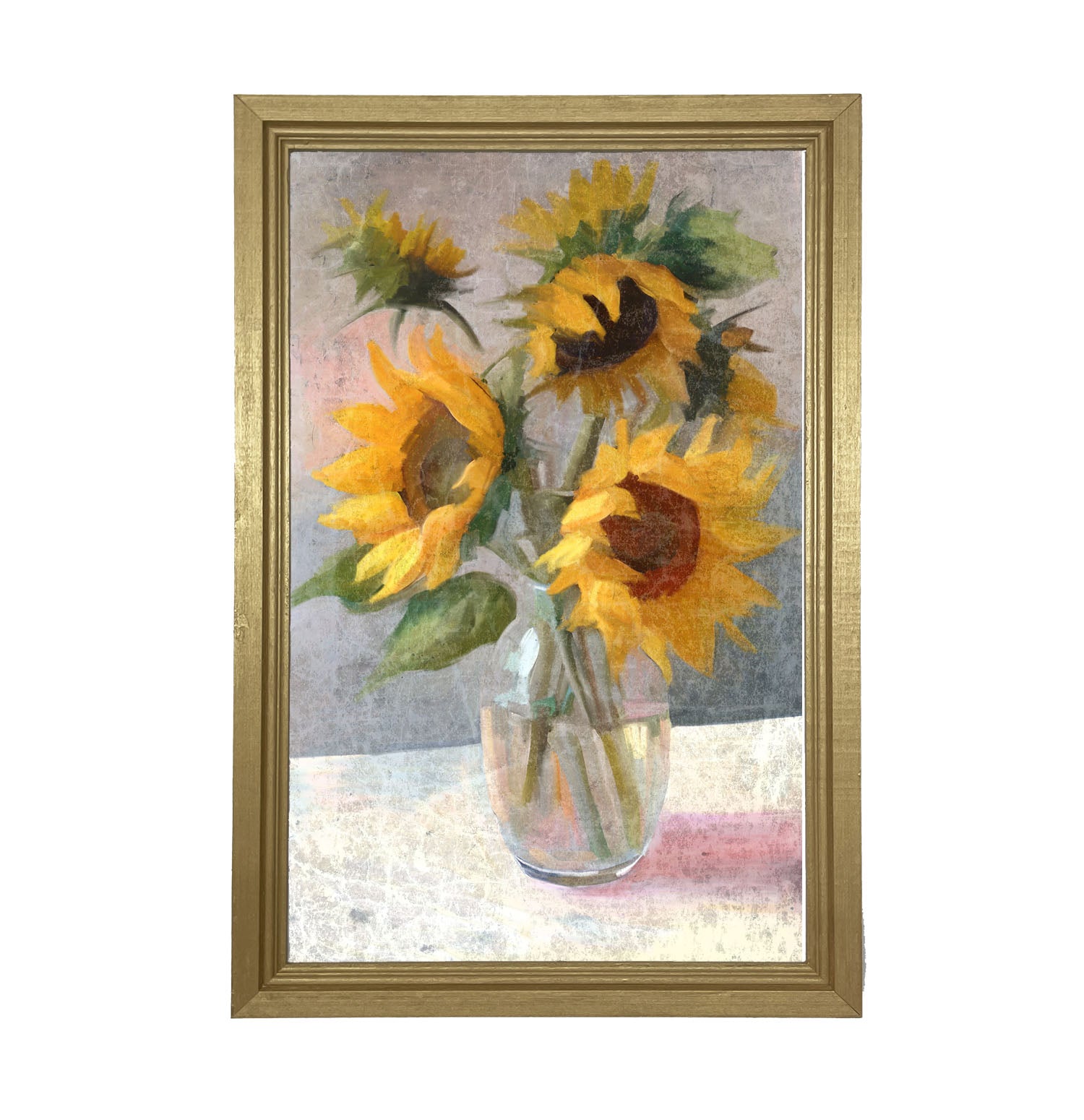 Glass Vase of Sunflowers - Framed Art