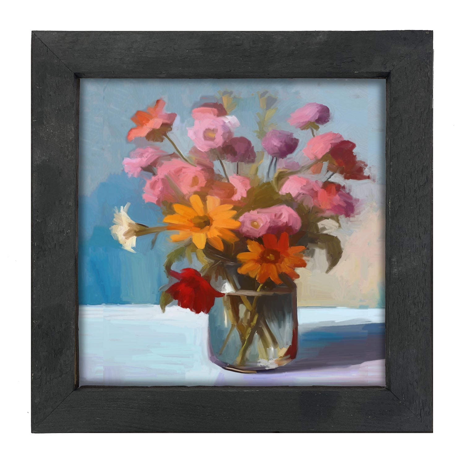 Glass Vase with flowers - Framed Art