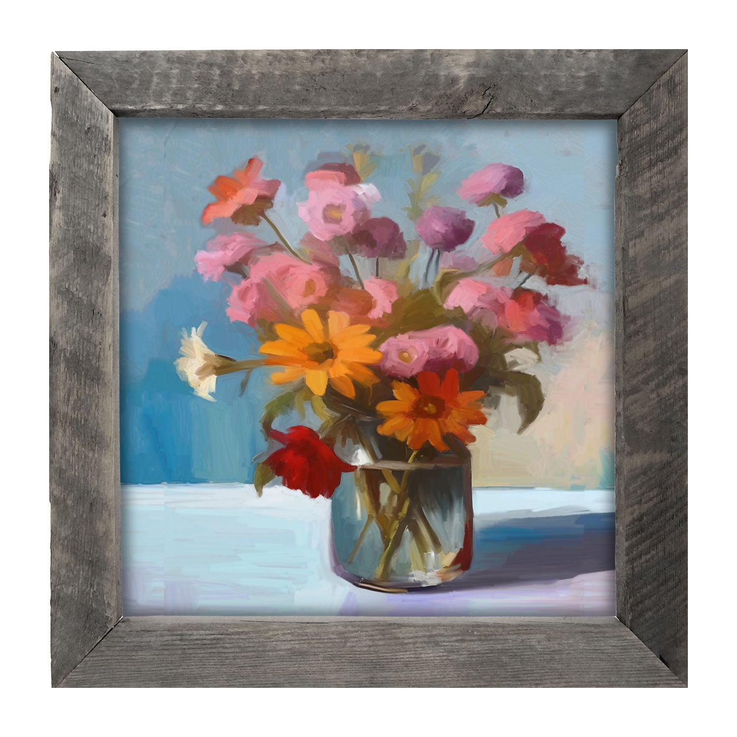Glass Vase with flowers - Framed Art