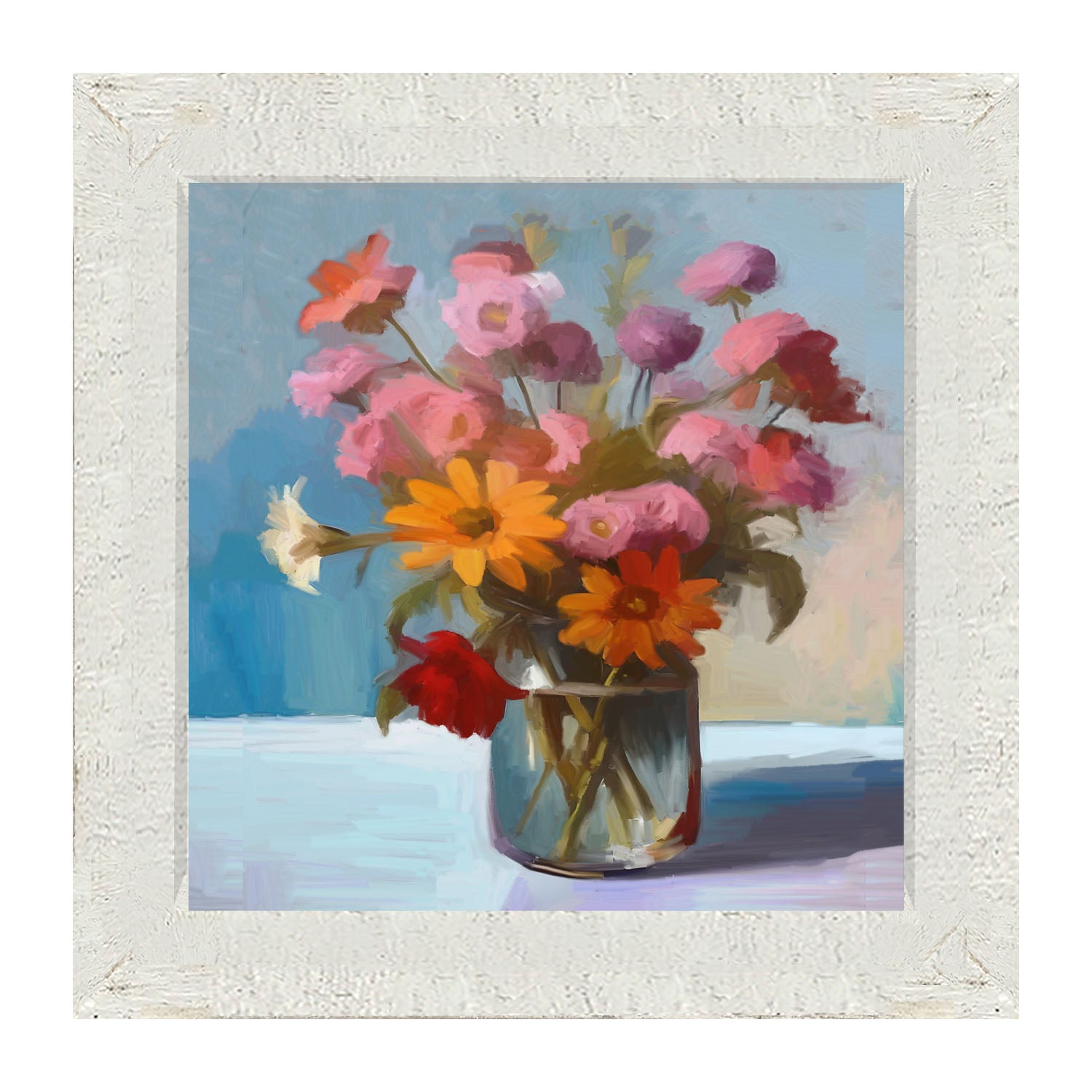 Glass Vase with flowers - Framed Art
