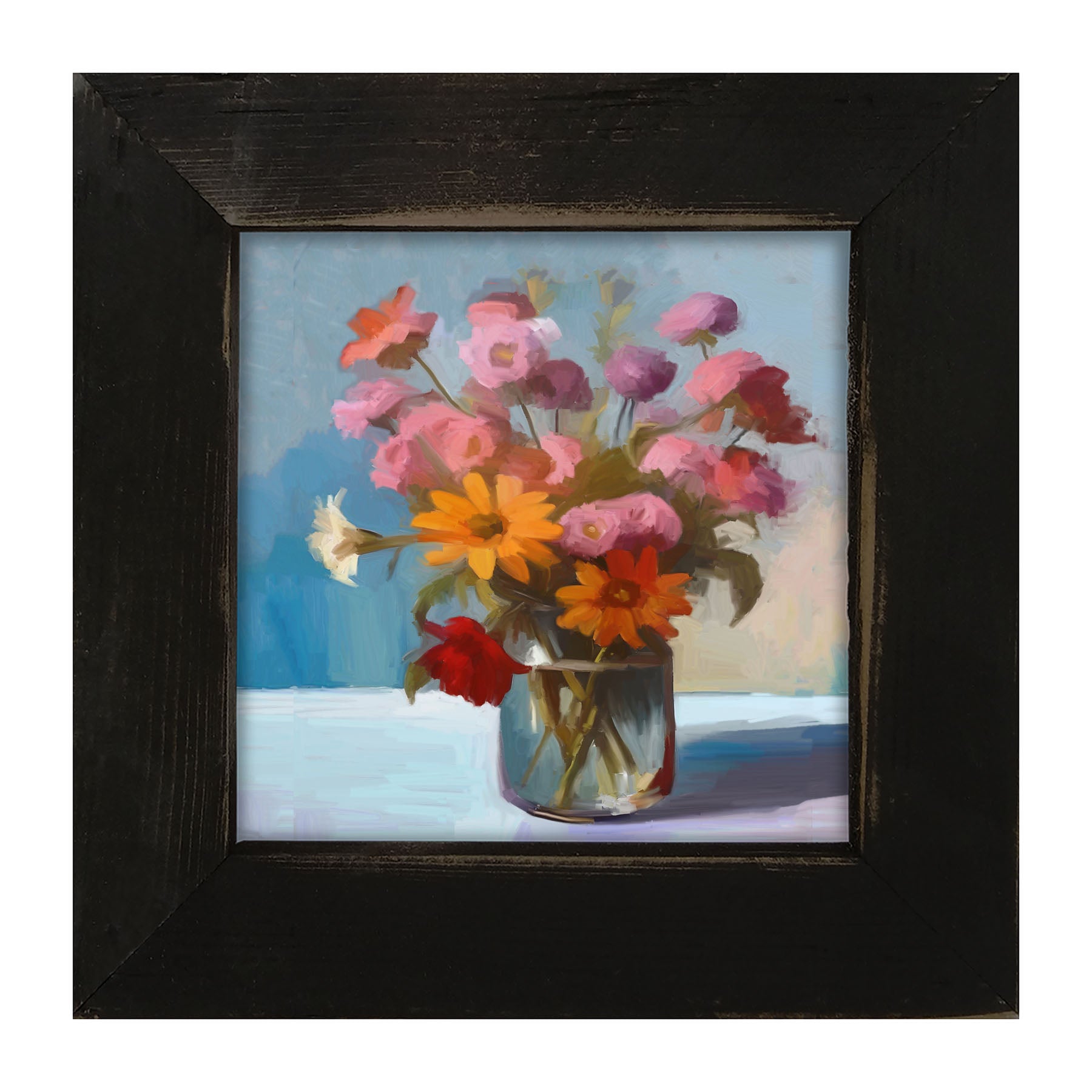 Glass Vase with flowers - Framed Art