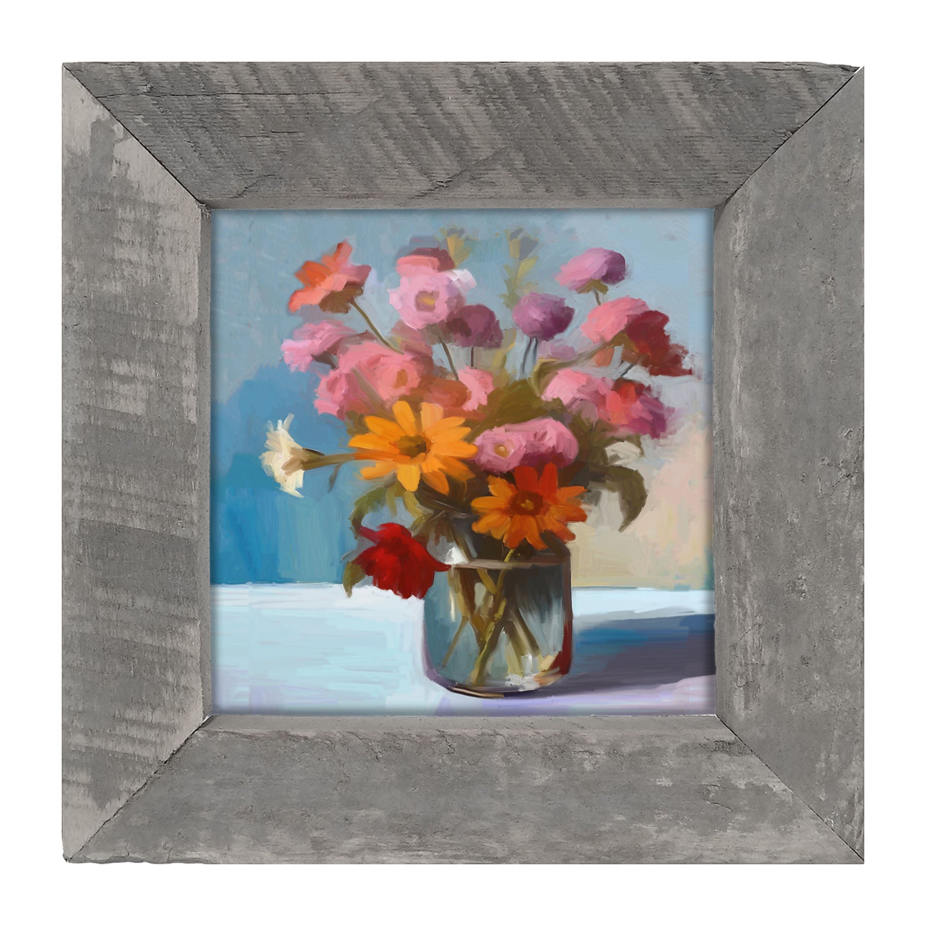Glass Vase with flowers - Framed Art