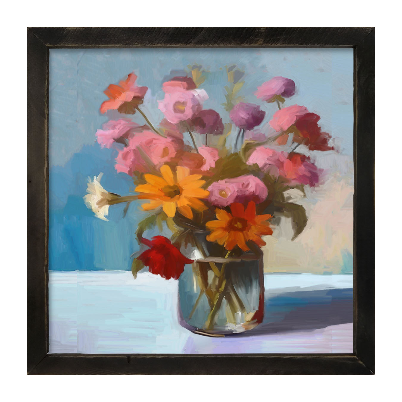Glass Vase with flowers - Framed Art