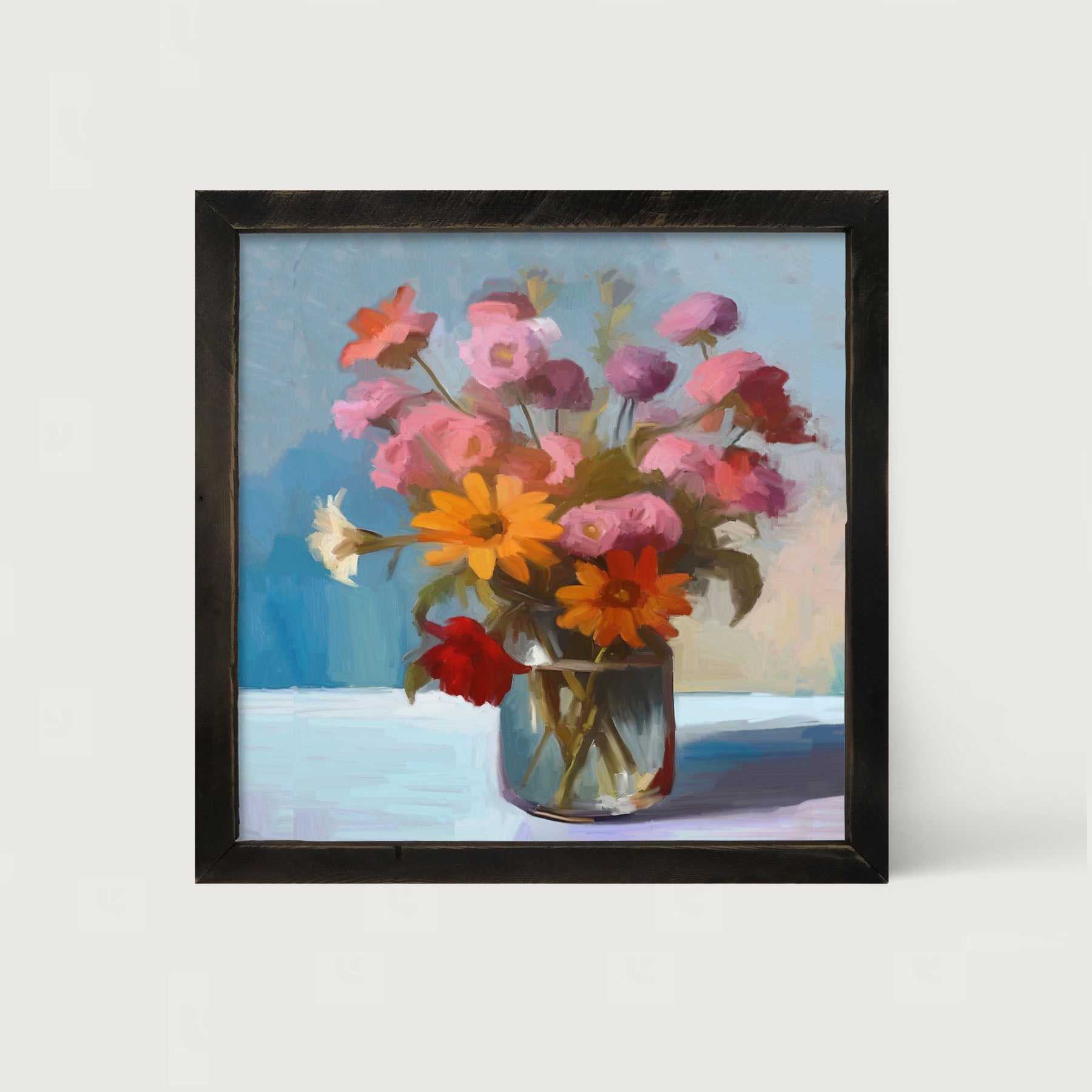Glass Vase with flowers - Framed Art