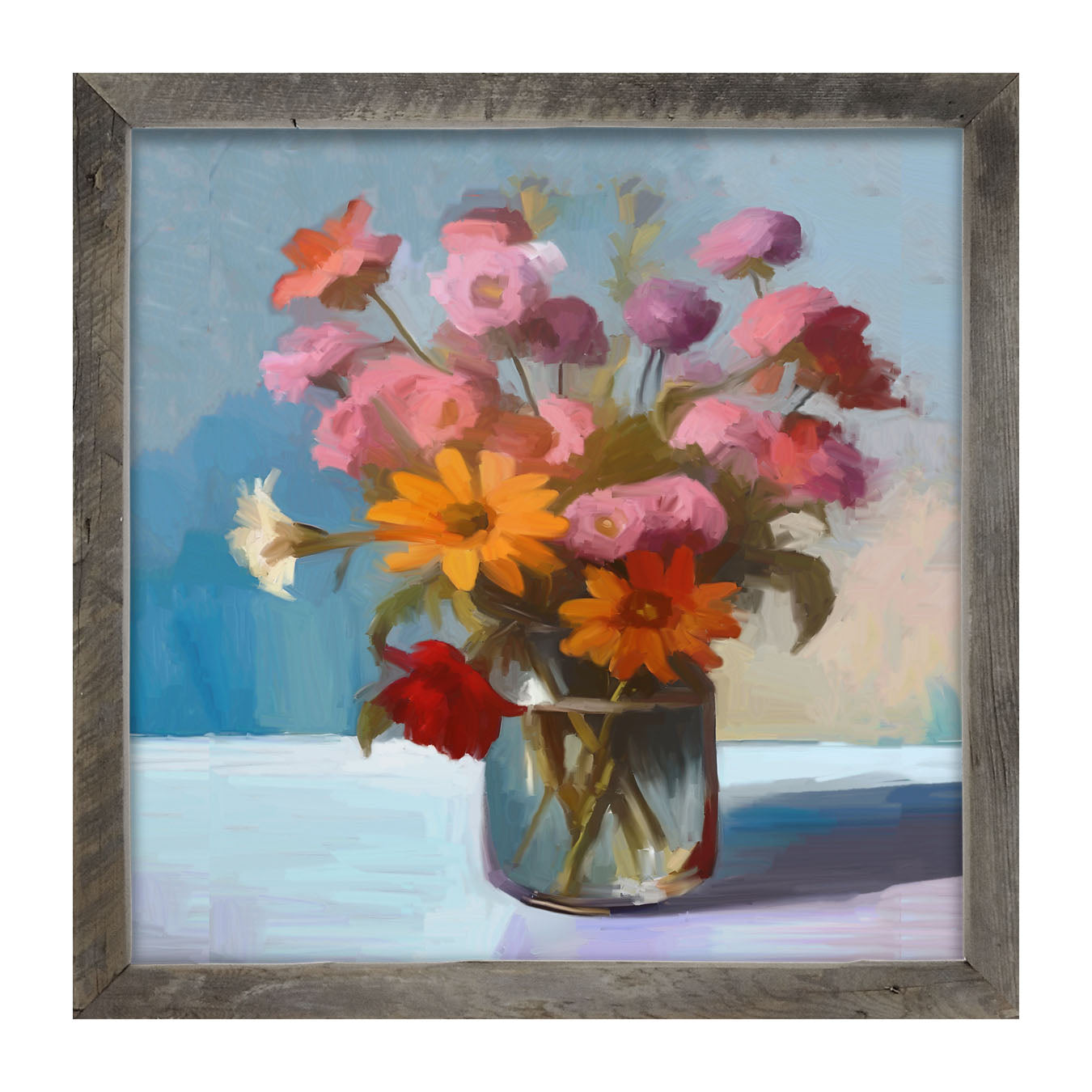 Glass Vase with flowers - Framed Art